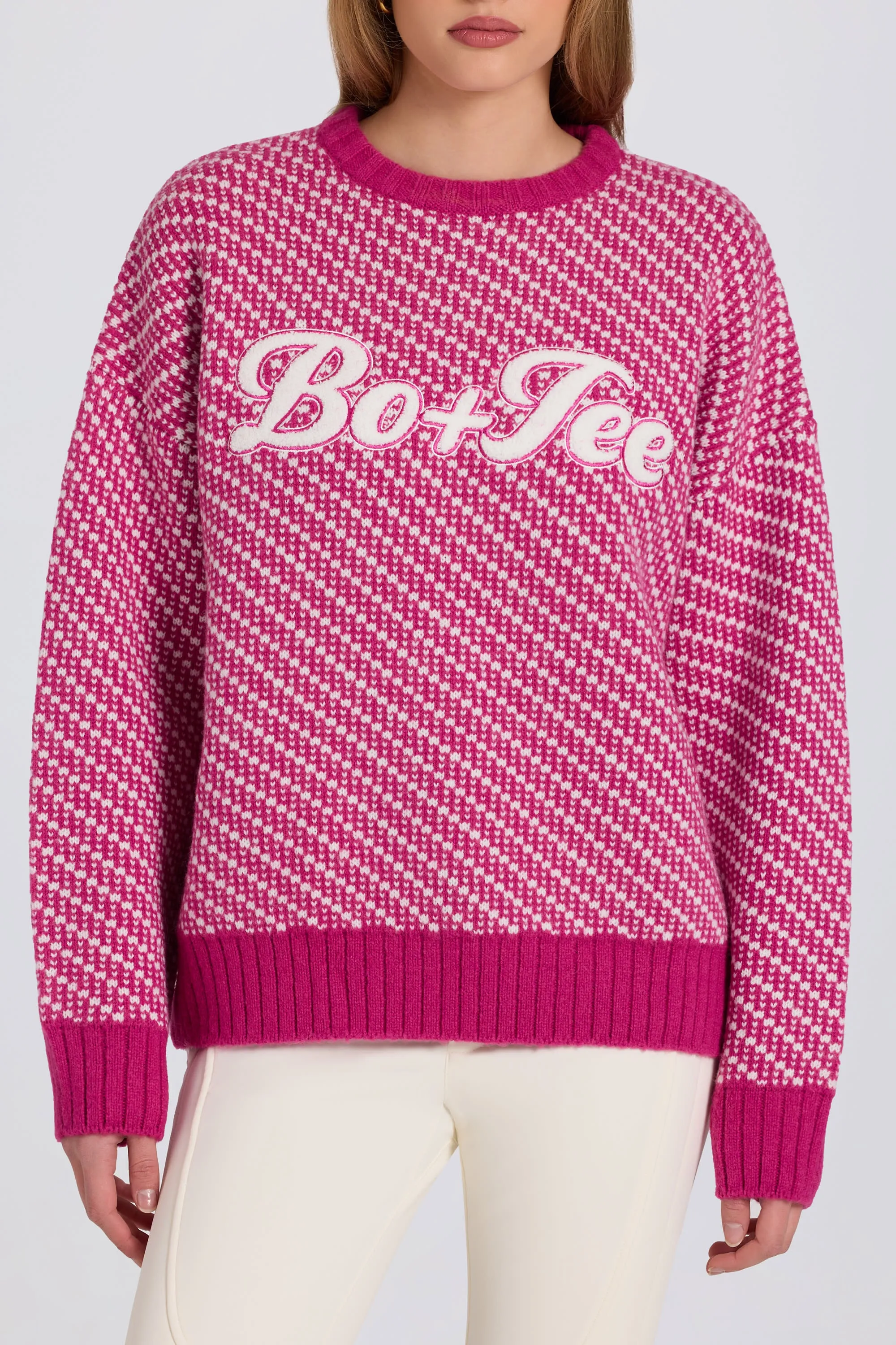 Knit Logo Oversized Jumper in Magenta Pink sold by Oh Polly product image thumbnail 2