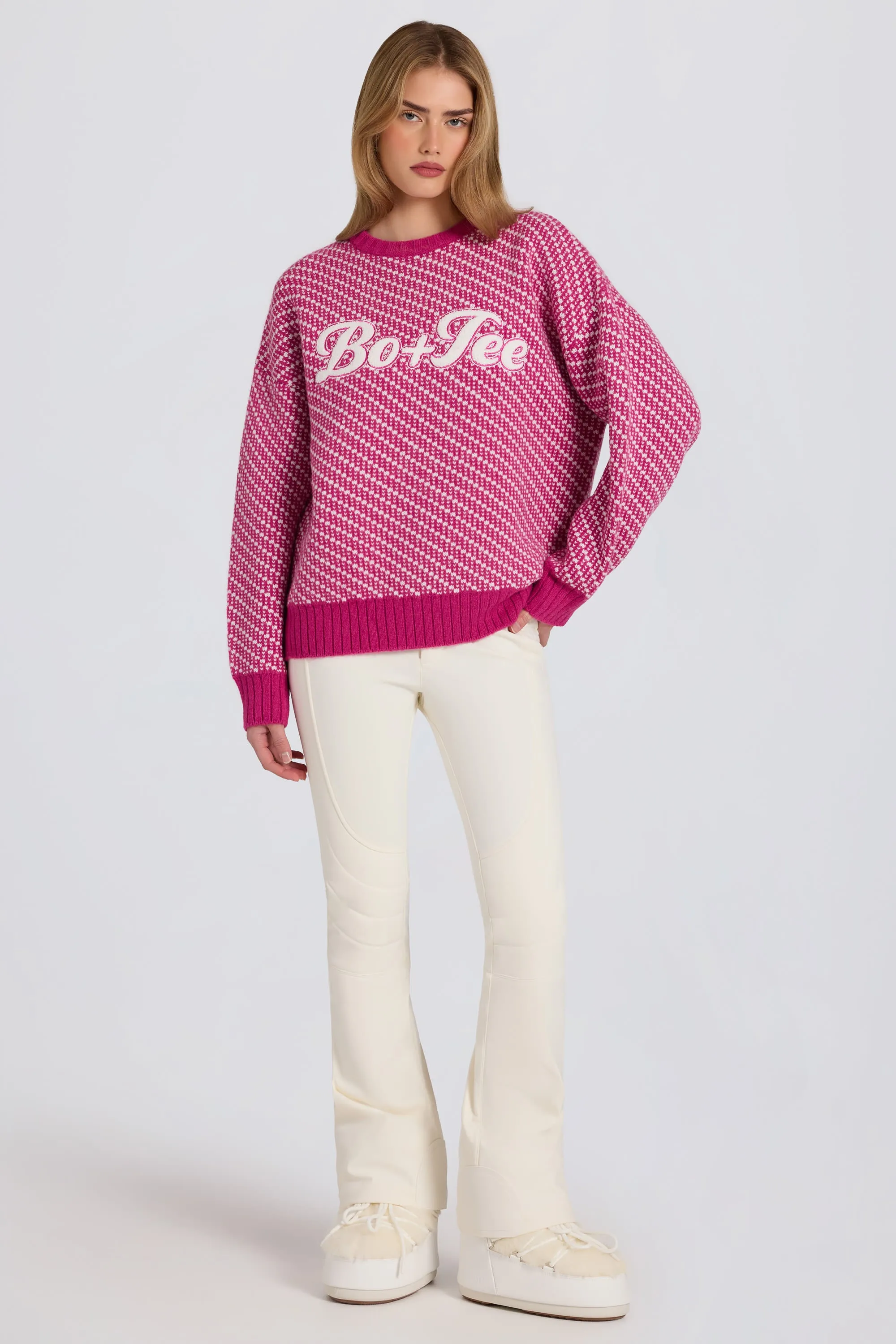 Knit Logo Oversized Jumper in Magenta Pink sold by Oh Polly product image thumbnail 5