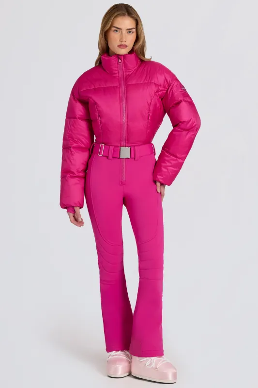Waterproof Padded Belted Ski Suit in Magenta Pink sold by Oh Polly