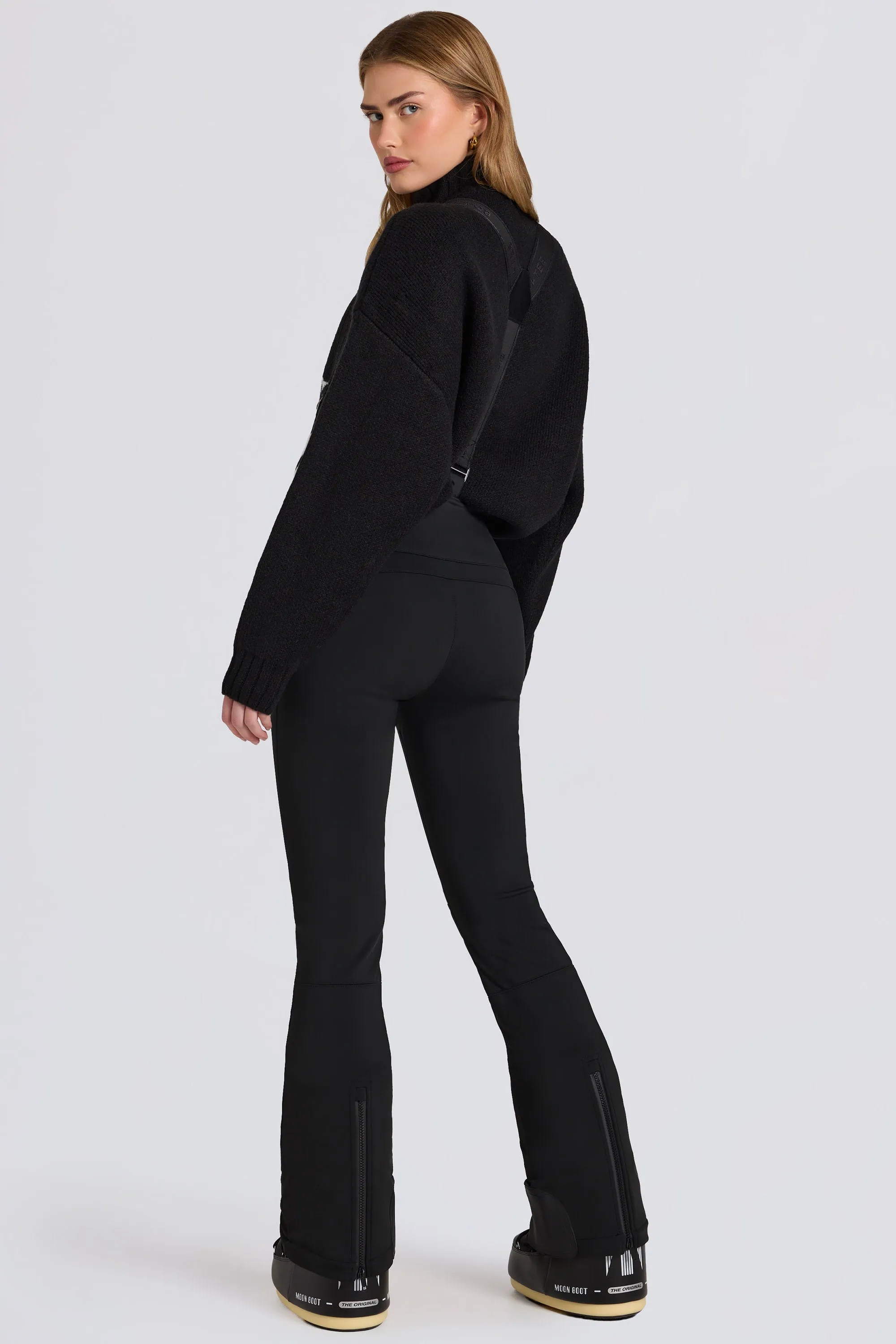 Waterproof High-Rise Salopettes with Suspenders in Black sold by Oh Polly product image thumbnail 2
