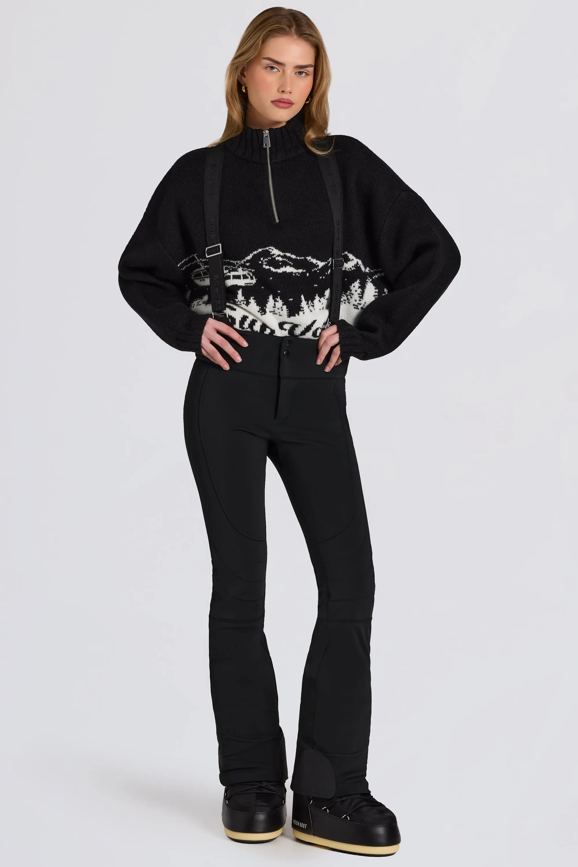 Waterproof High-Rise Salopettes with Suspenders in Black sold by Oh Polly product image thumbnail 5