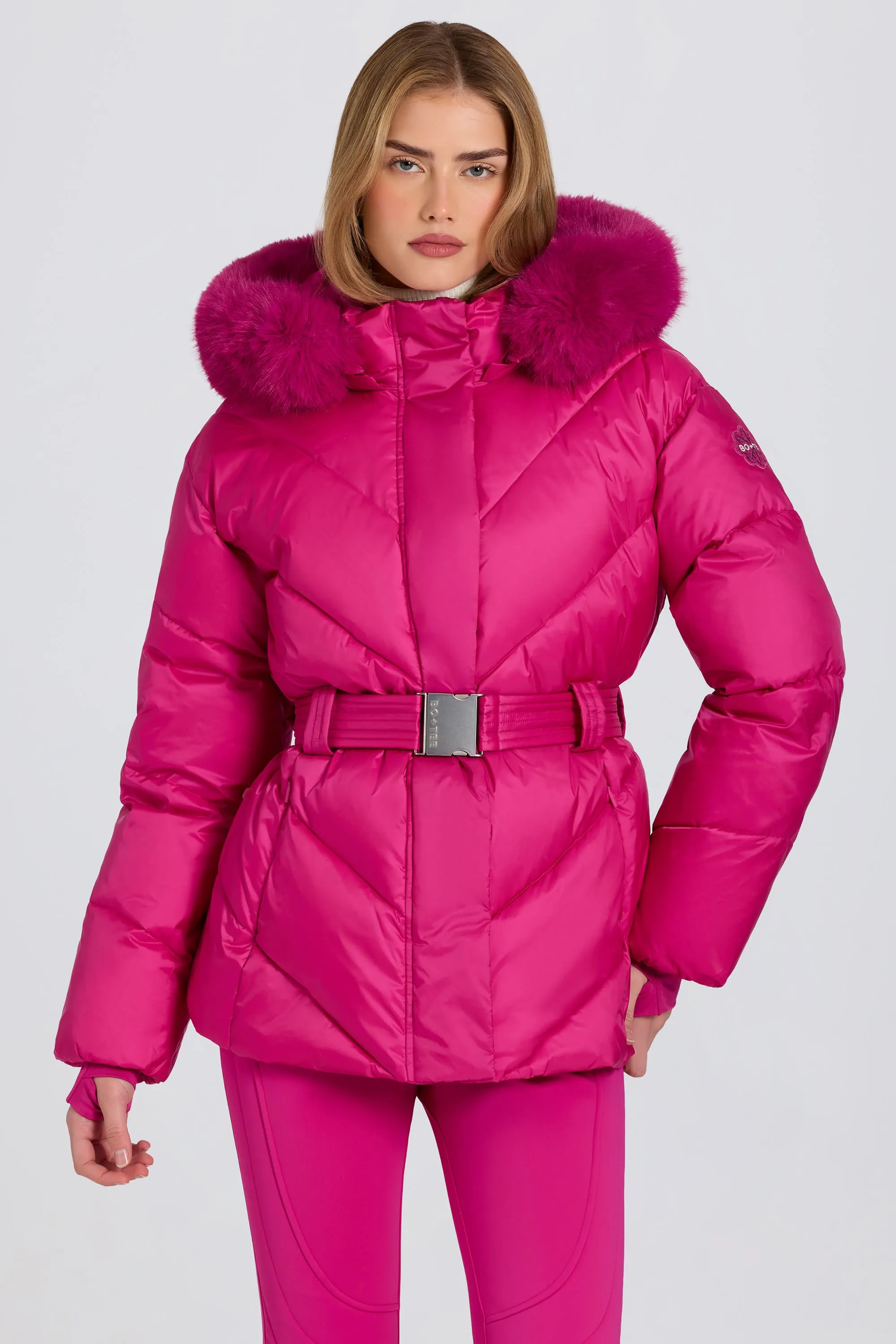 Waterproof Faux-Fur Hood Ski Jacket in Magenta Pink sold by Oh Polly
