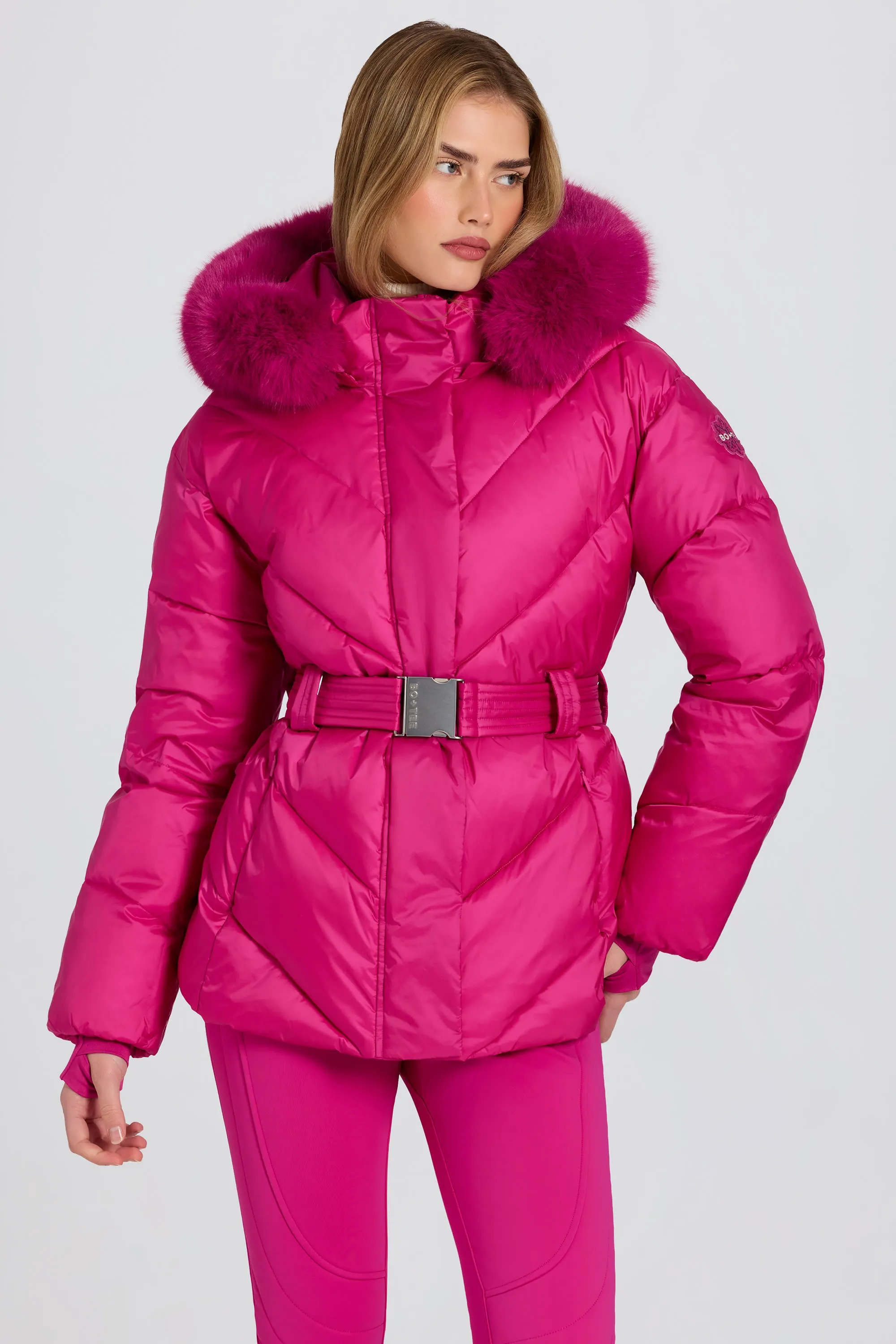 Waterproof Faux-Fur Hood Ski Jacket in Magenta Pink sold by Oh Polly product image thumbnail 5