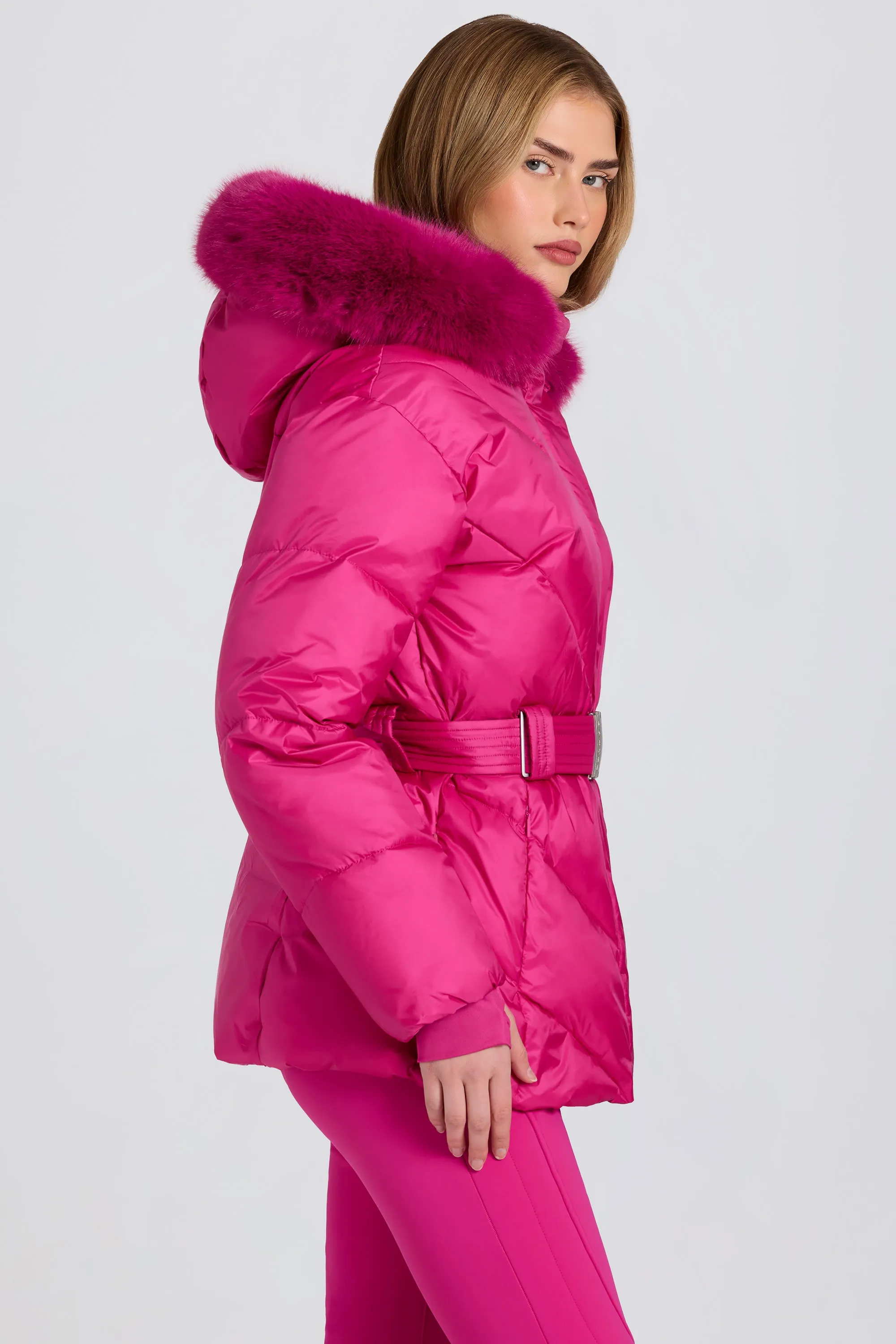 Waterproof Faux-Fur Hood Ski Jacket in Magenta Pink sold by Oh Polly product image thumbnail 3