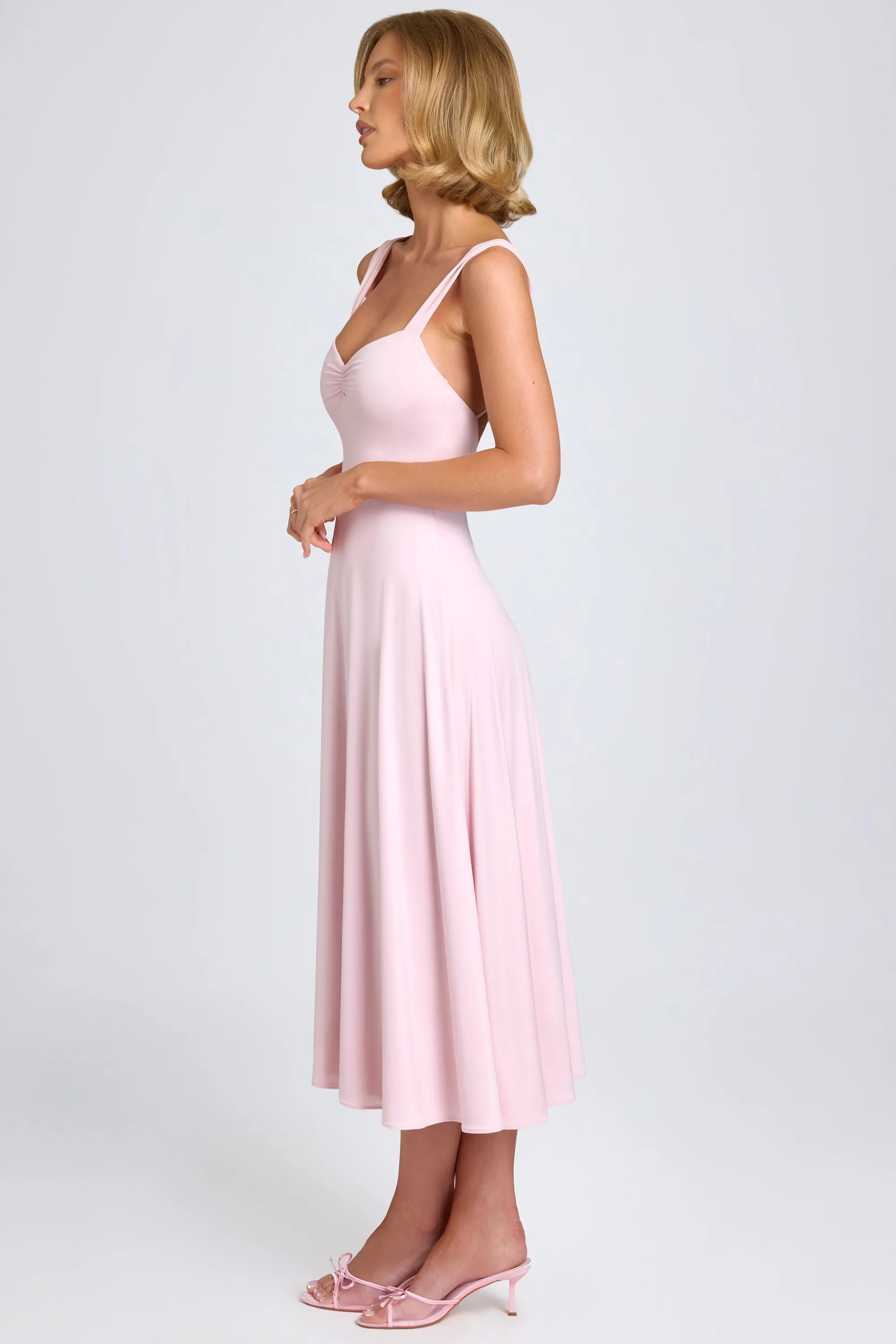 Sweetheart-Neck Ruched Midaxi Dress in Blush sold by Oh Polly product image thumbnail 4