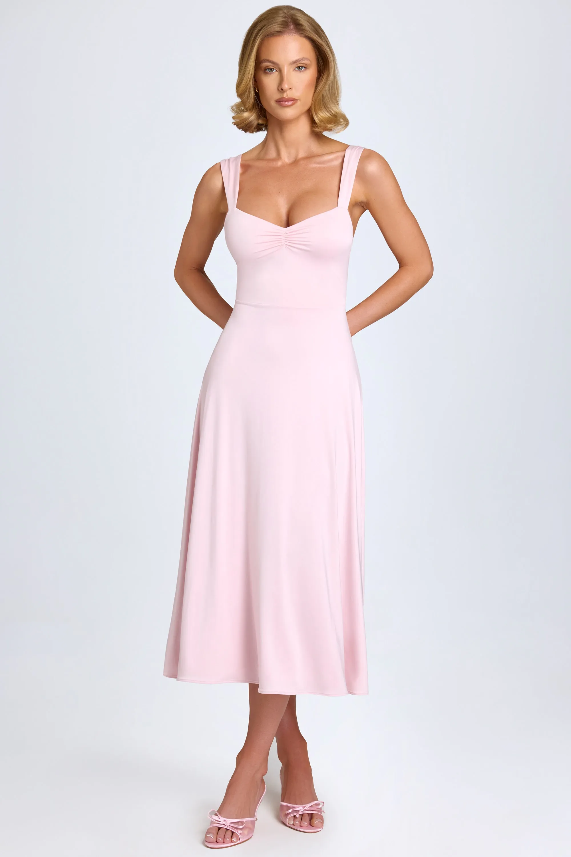 Sweetheart-Neck Ruched Midaxi Dress in Blush sold by Oh Polly product image thumbnail 5