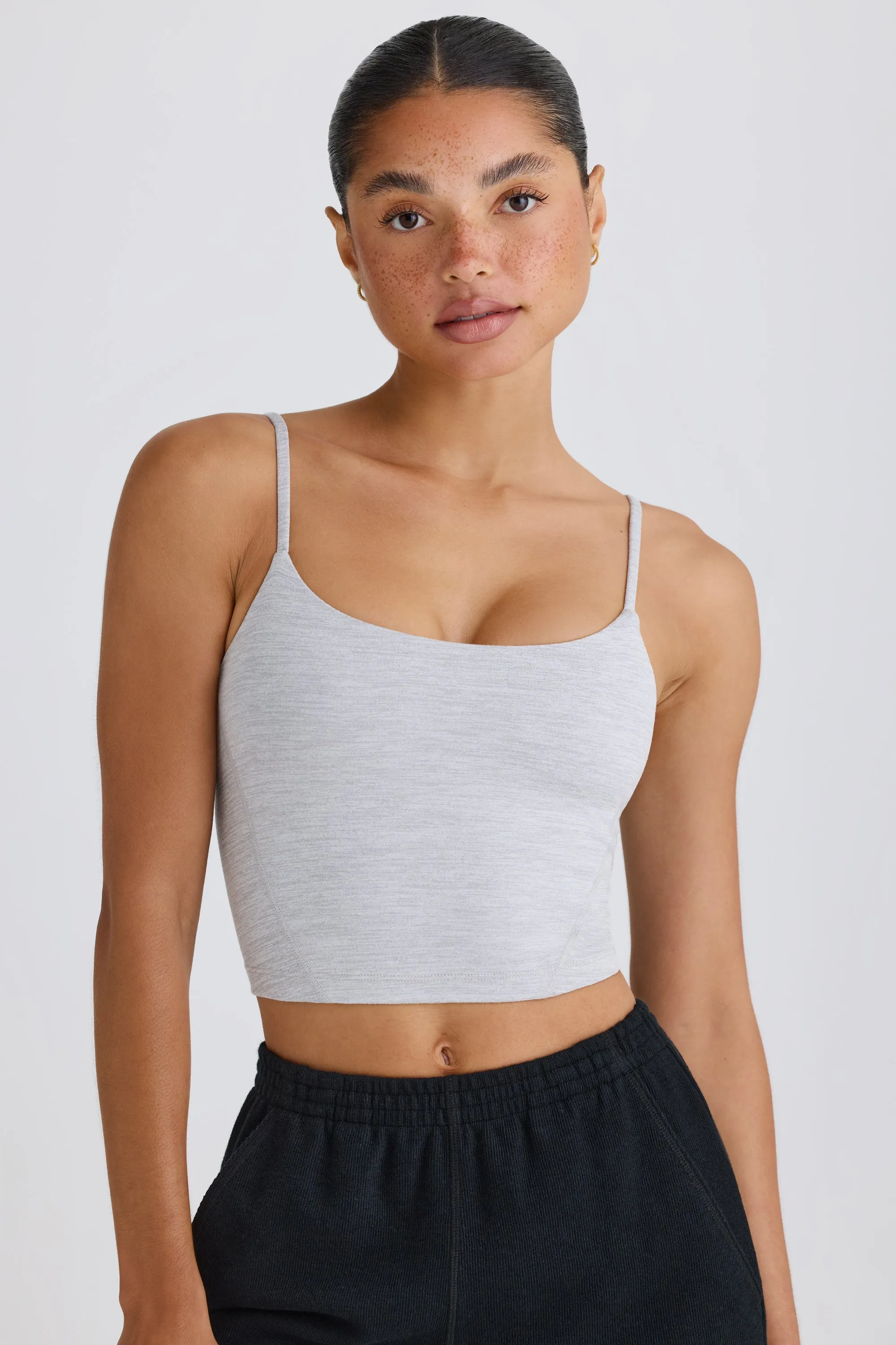 Soft Active Tank Top in Grey Marl sold by Oh Polly