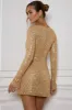 Embellished A-Line Mini Dress in Gold sold by Oh Polly