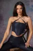 Vegan Leather Corset Crop Top in Midnight Black sold by Oh Polly