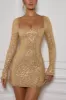 Embellished A-Line Mini Dress in Gold sold by Oh Polly