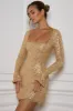 Embellished A-Line Mini Dress in Gold sold by Oh Polly
