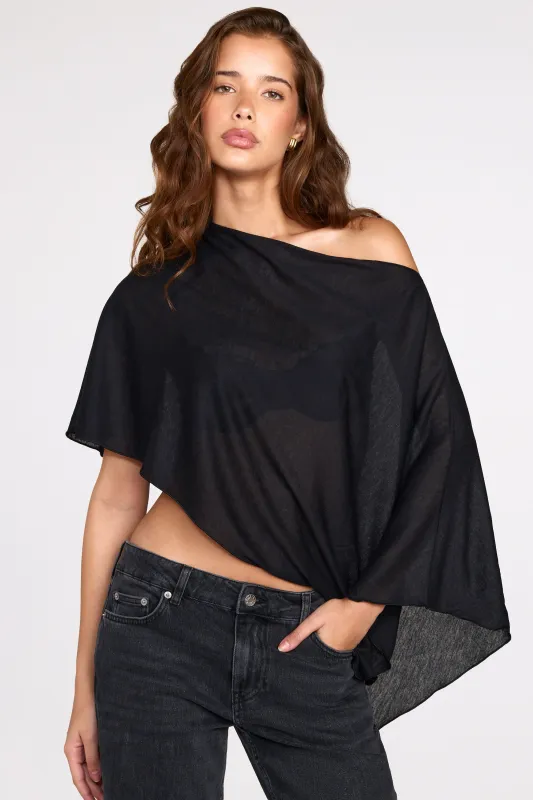 Sheer Jersey Poncho in Black sold by Oh Polly