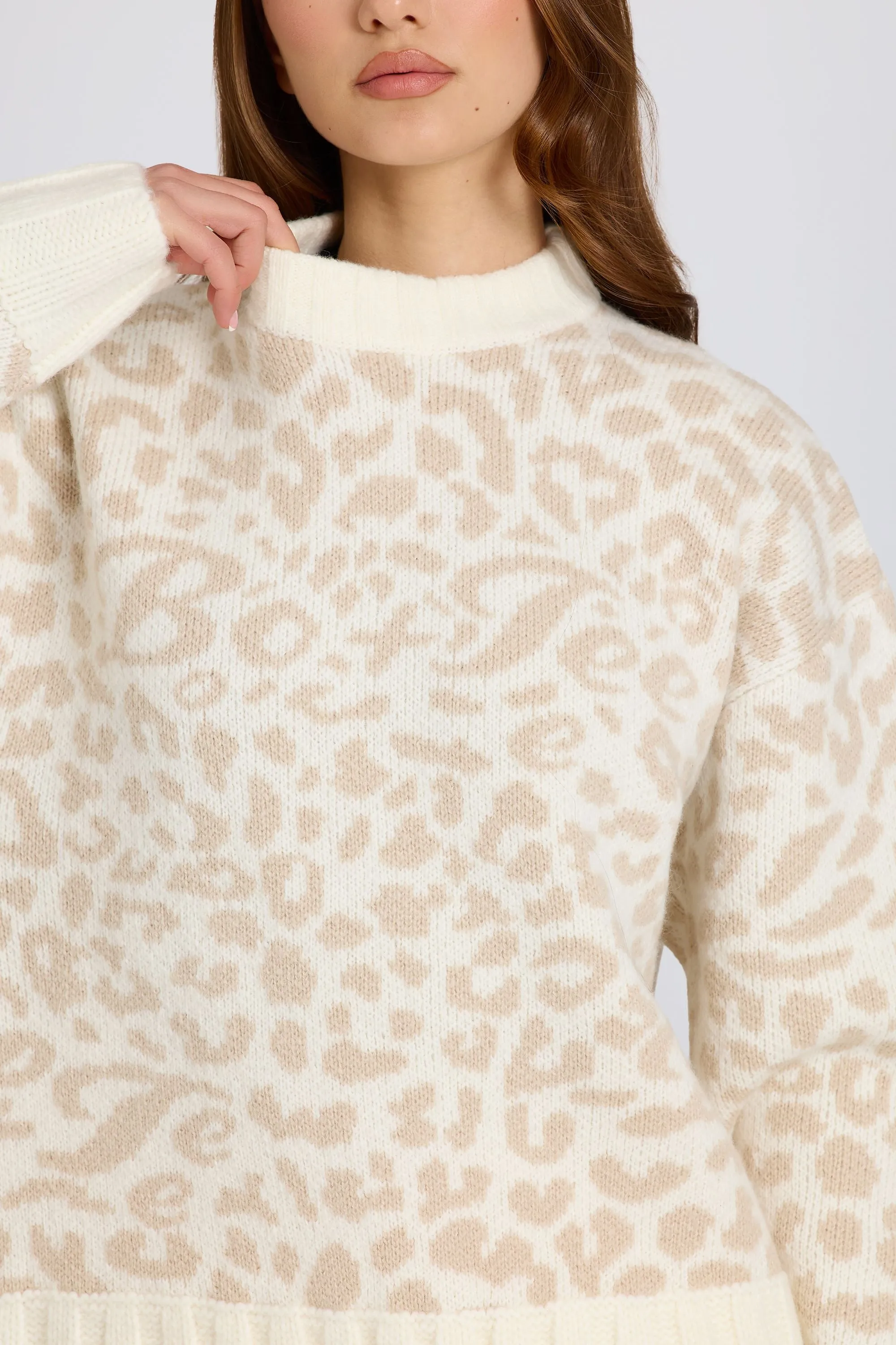 Jacquard-Knit Oversized Jumper in Ice sold by Oh Polly product image thumbnail 5