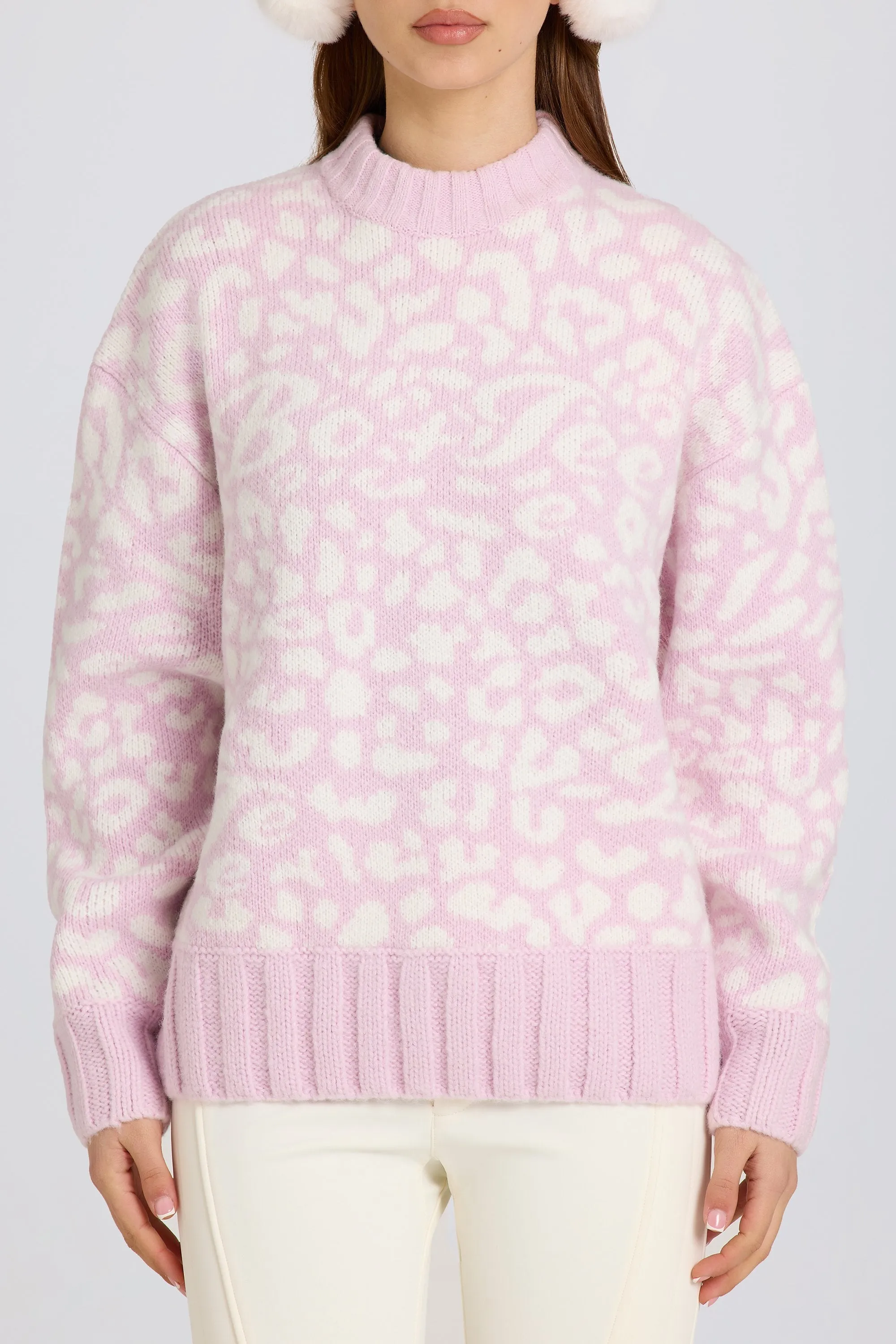 Jacquard-Knit Oversized Jumper in Pink sold by Oh Polly product image thumbnail 2