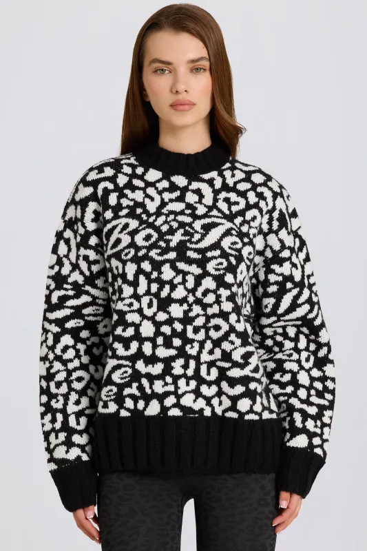 Jacquard-Knit Oversized Jumper in Black sold by Oh Polly