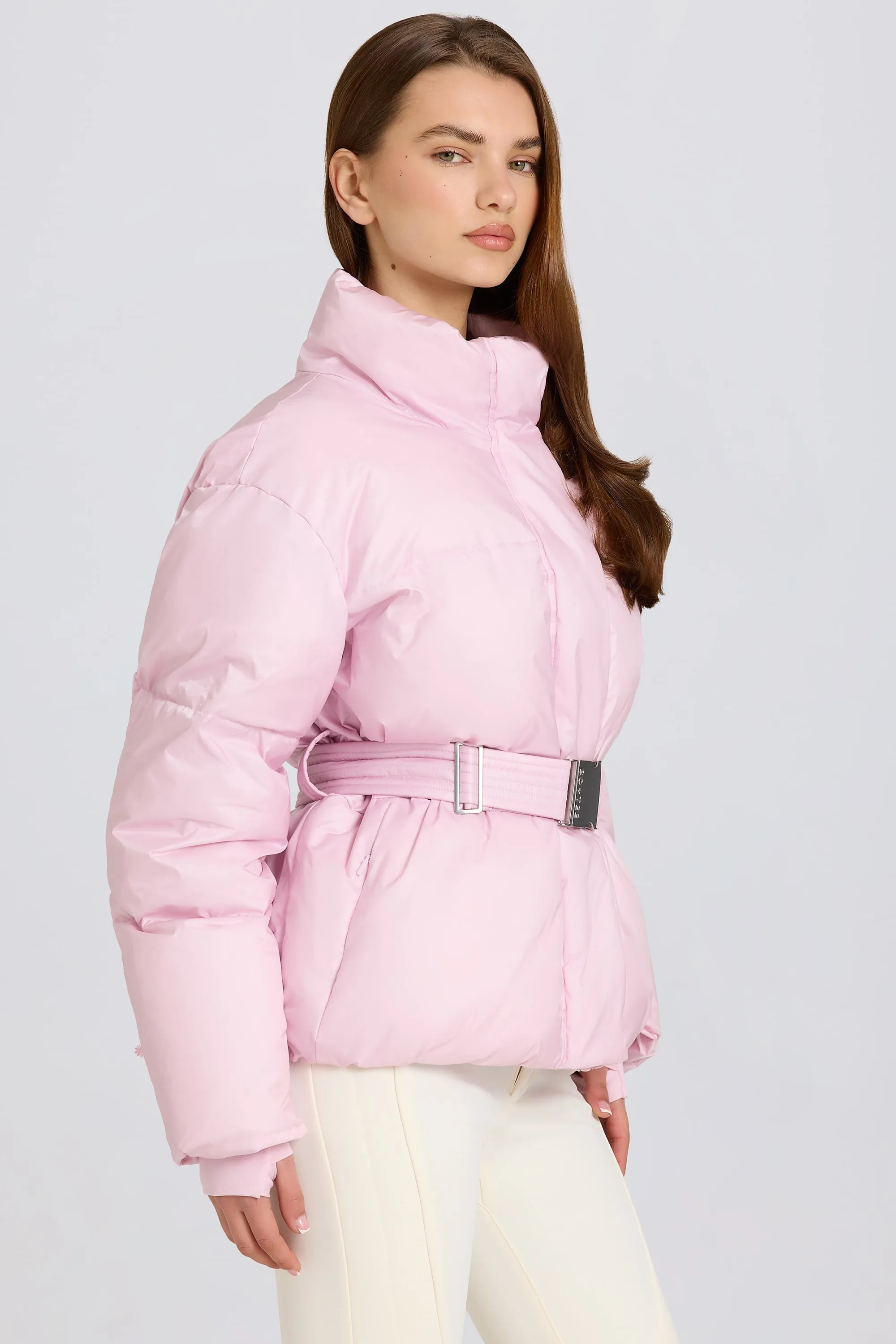 Waterproof Belted Oversized Ski Jacket in Powder Pink sold by Oh Polly product image thumbnail 3