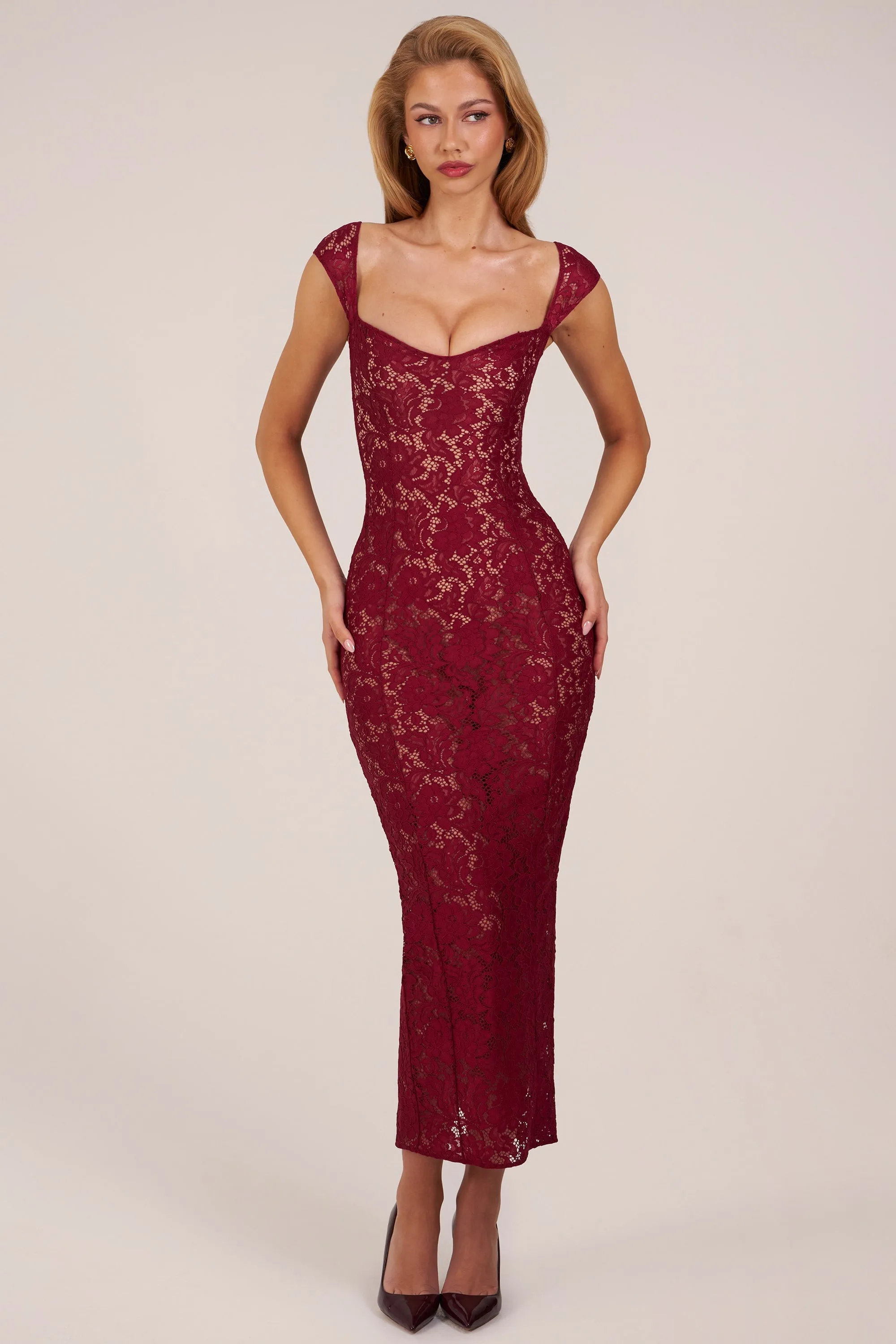 Sweetheart-Neck Maxi Dress in Cherry Red sold by Oh Polly product image thumbnail 5