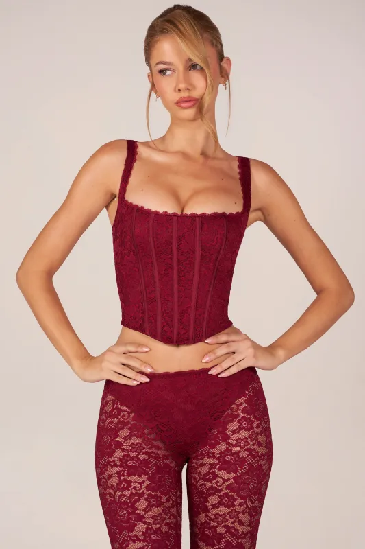 Lace-Up Corset Top in Cherry Red made by Oh Polly