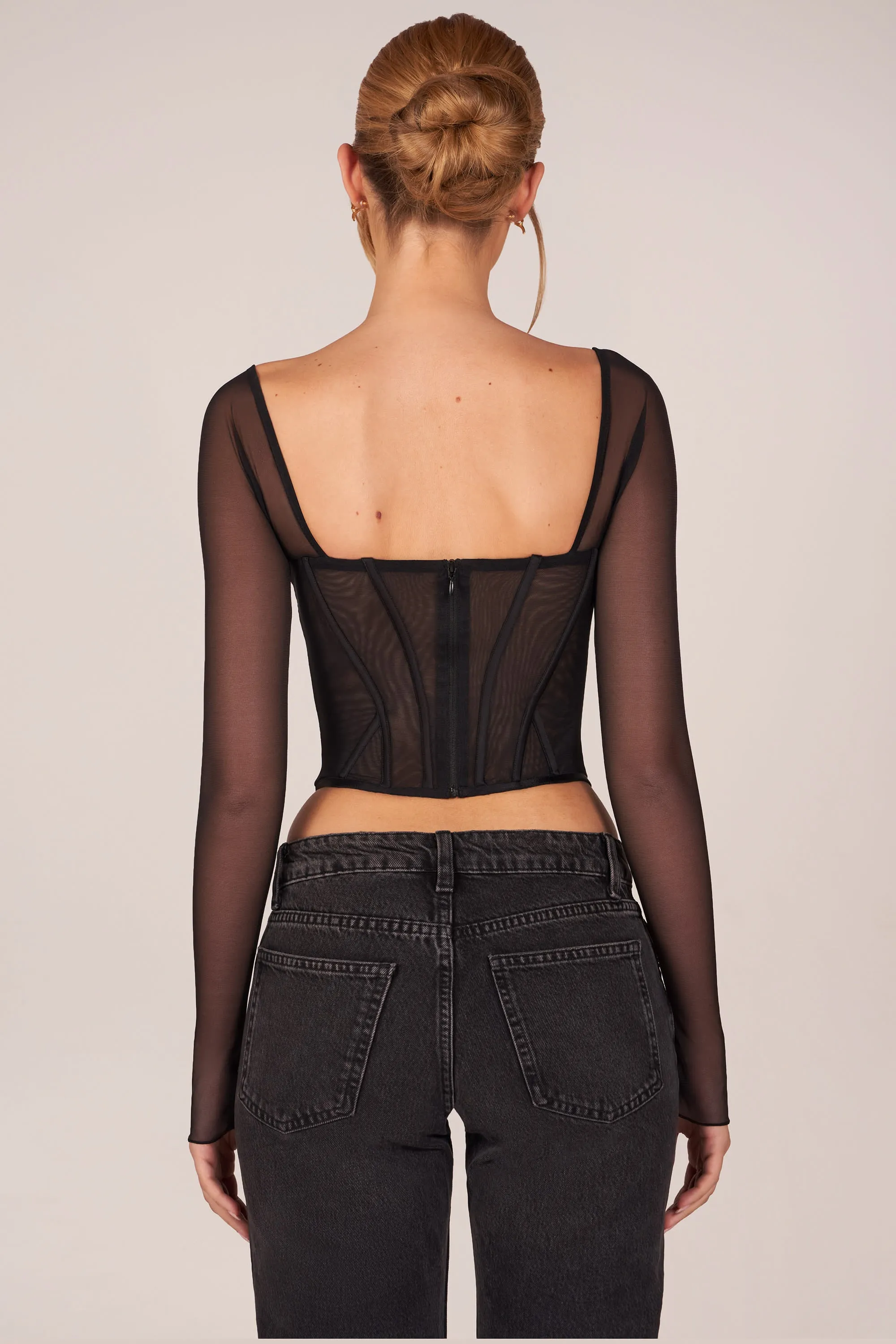 Corset Long-Sleeve Top in Black sold by Oh Polly product image thumbnail 3