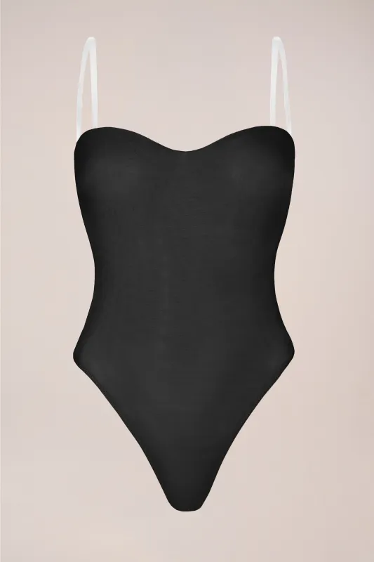 Strapless Bodysuit in Black sold by Oh Polly