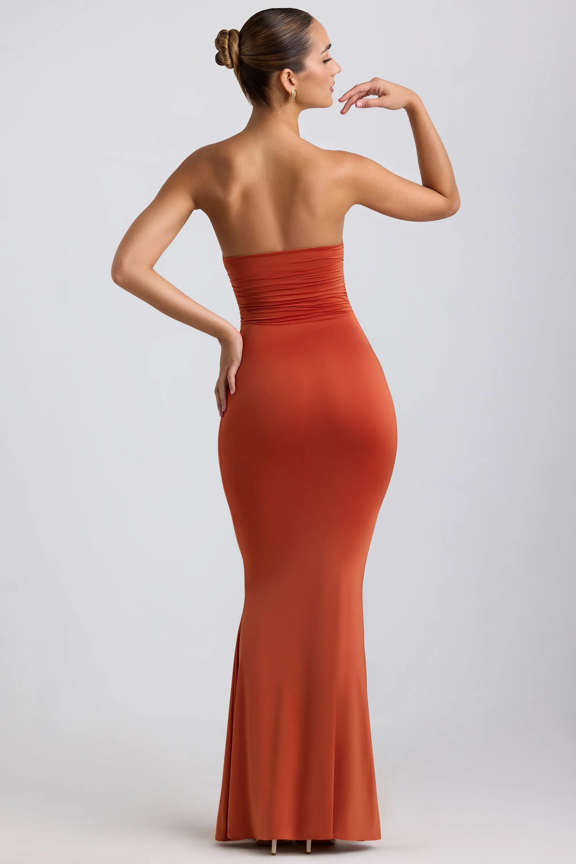 Slinky Jersey Hardware Detail Strapless Maxi Dress in Burnt Orange sold by Oh Polly product image thumbnail 2