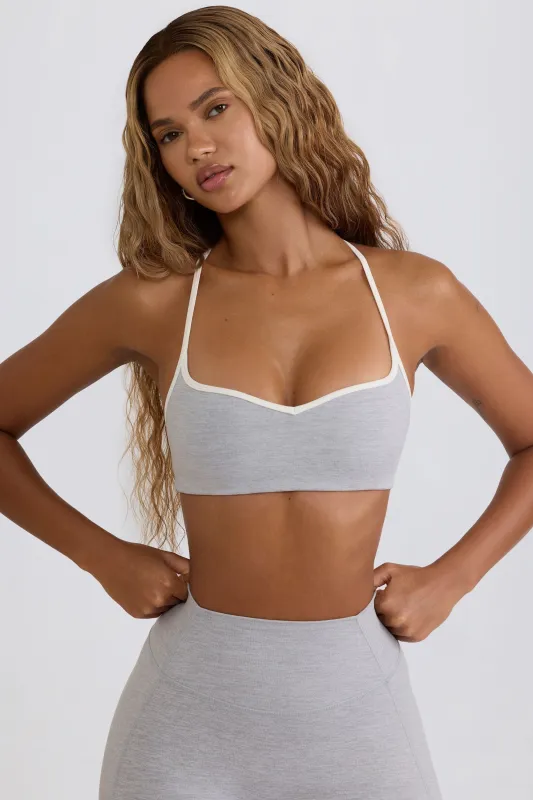 Soft Active Sweetheart-Neck Sports Bra in Grey sold by Oh Polly