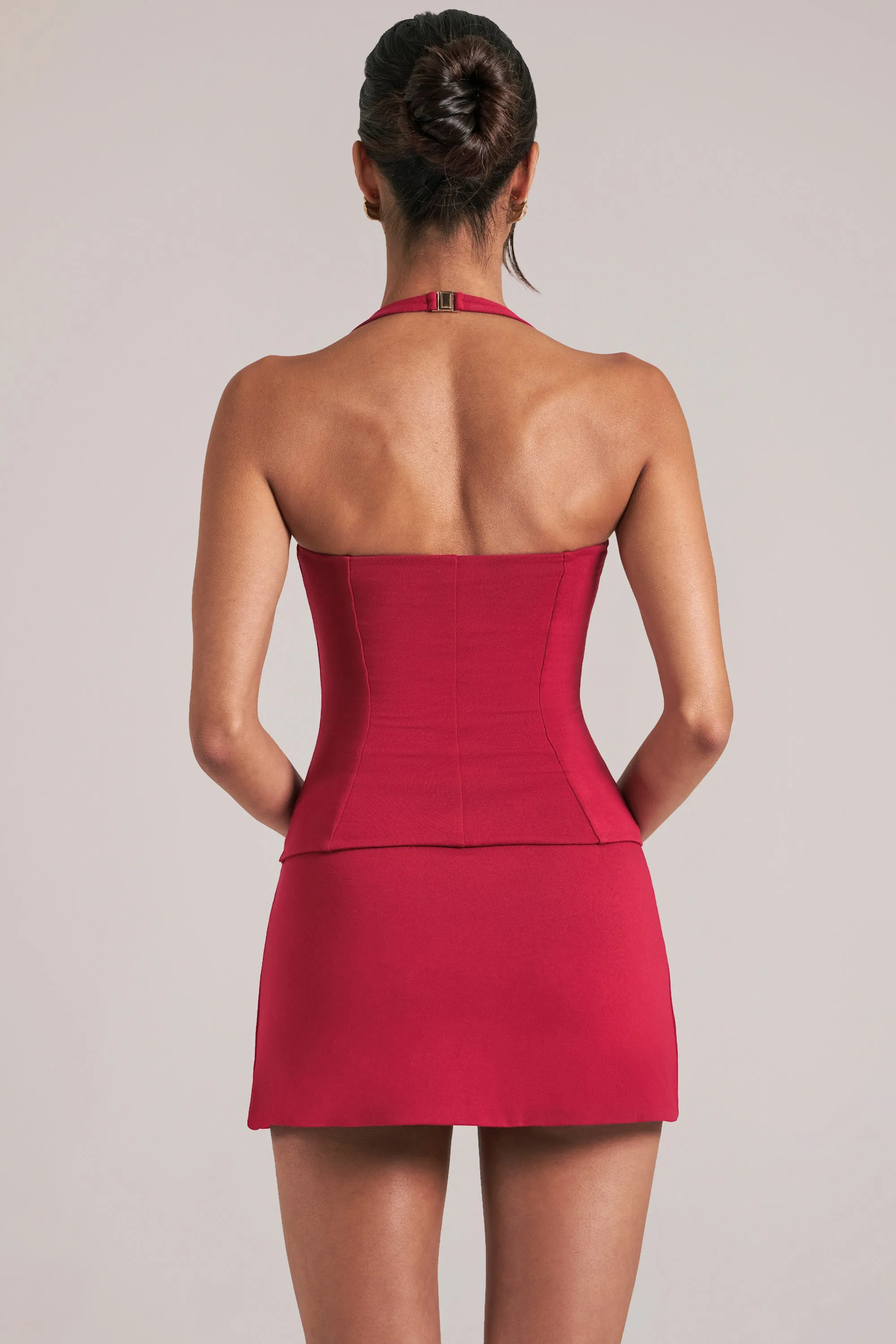 Longline Halterneck Top in Cherry Red sold by Oh Polly product image thumbnail 2
