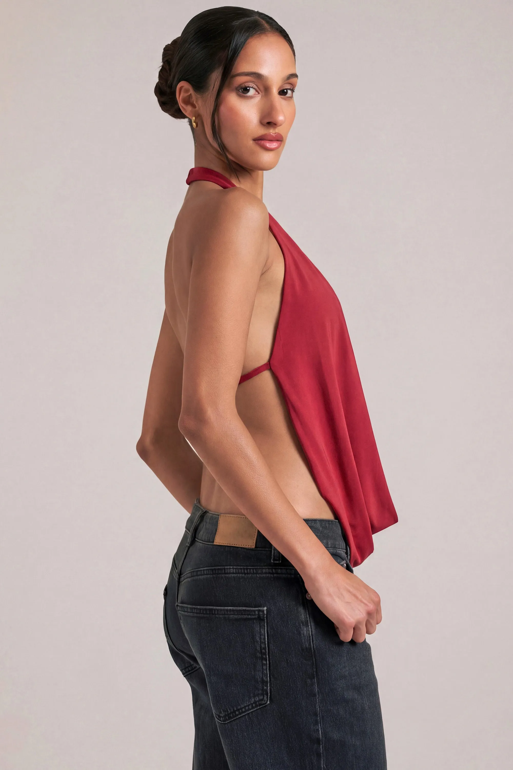 Draped Cowl Top in Cherry Red sold by Oh Polly product image thumbnail 3