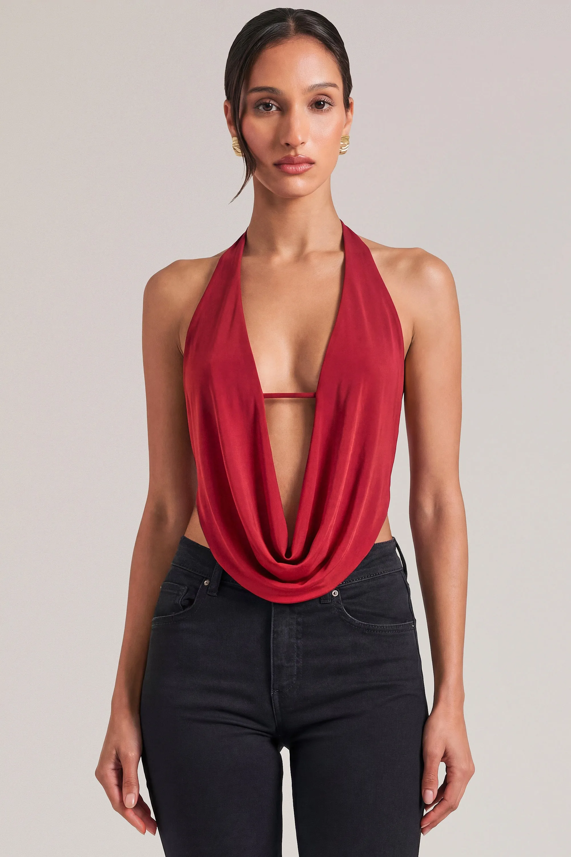 Draped Cowl Top in Cherry Red sold by Oh Polly product image thumbnail 5
