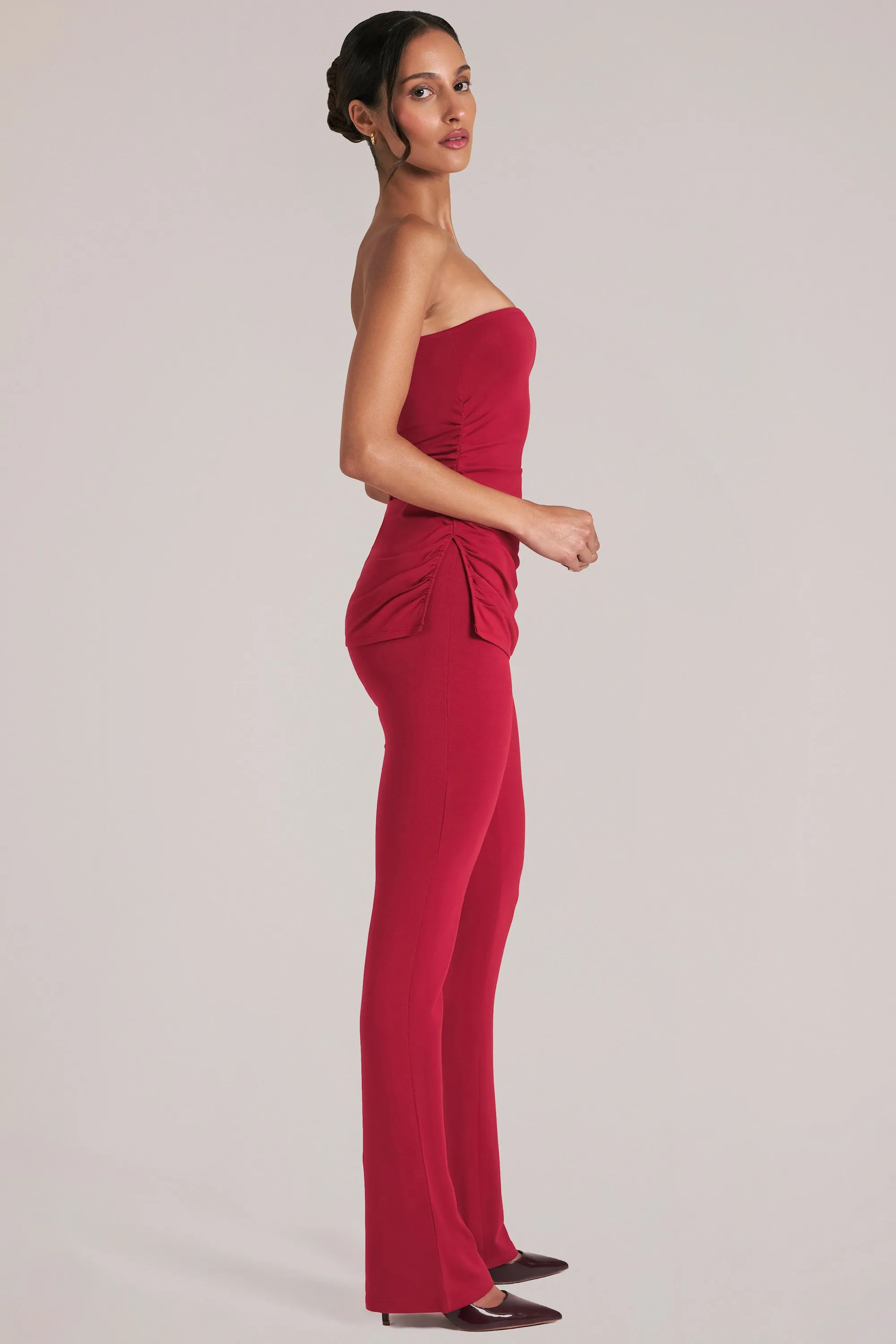 Mid-Rise Fitted Trousers in Cherry Red sold by Oh Polly product image thumbnail 3
