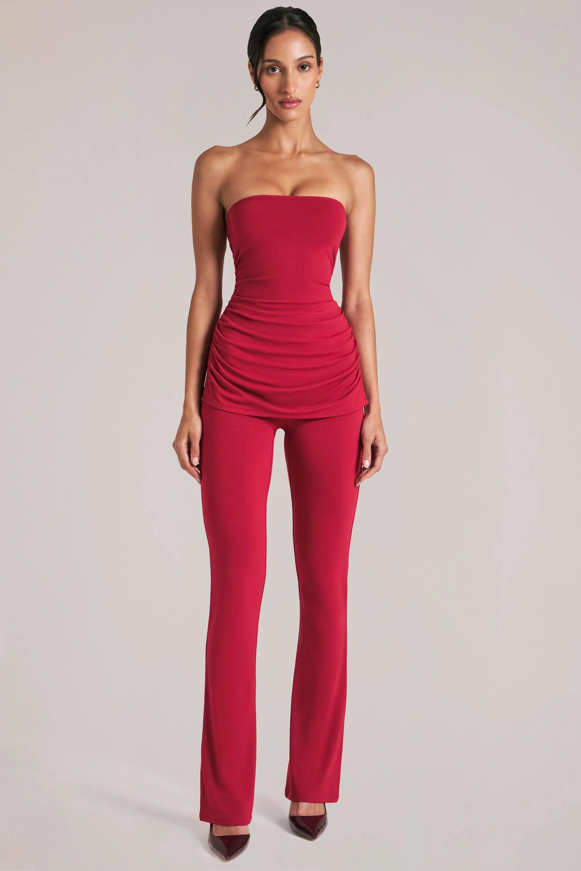 Mid-Rise Fitted Trousers in Cherry Red sold by Oh Polly product image thumbnail 4