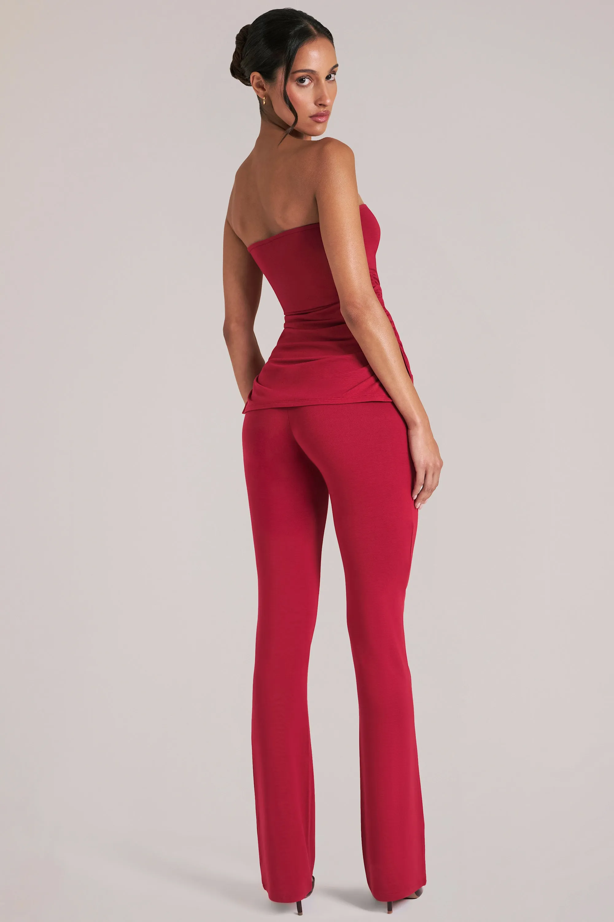 Mid-Rise Fitted Trousers in Cherry Red sold by Oh Polly product image thumbnail 2
