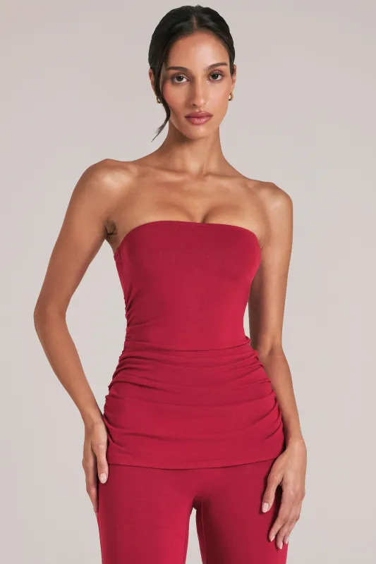 Bandeau Longline Top in Cherry Red sold by Oh Polly