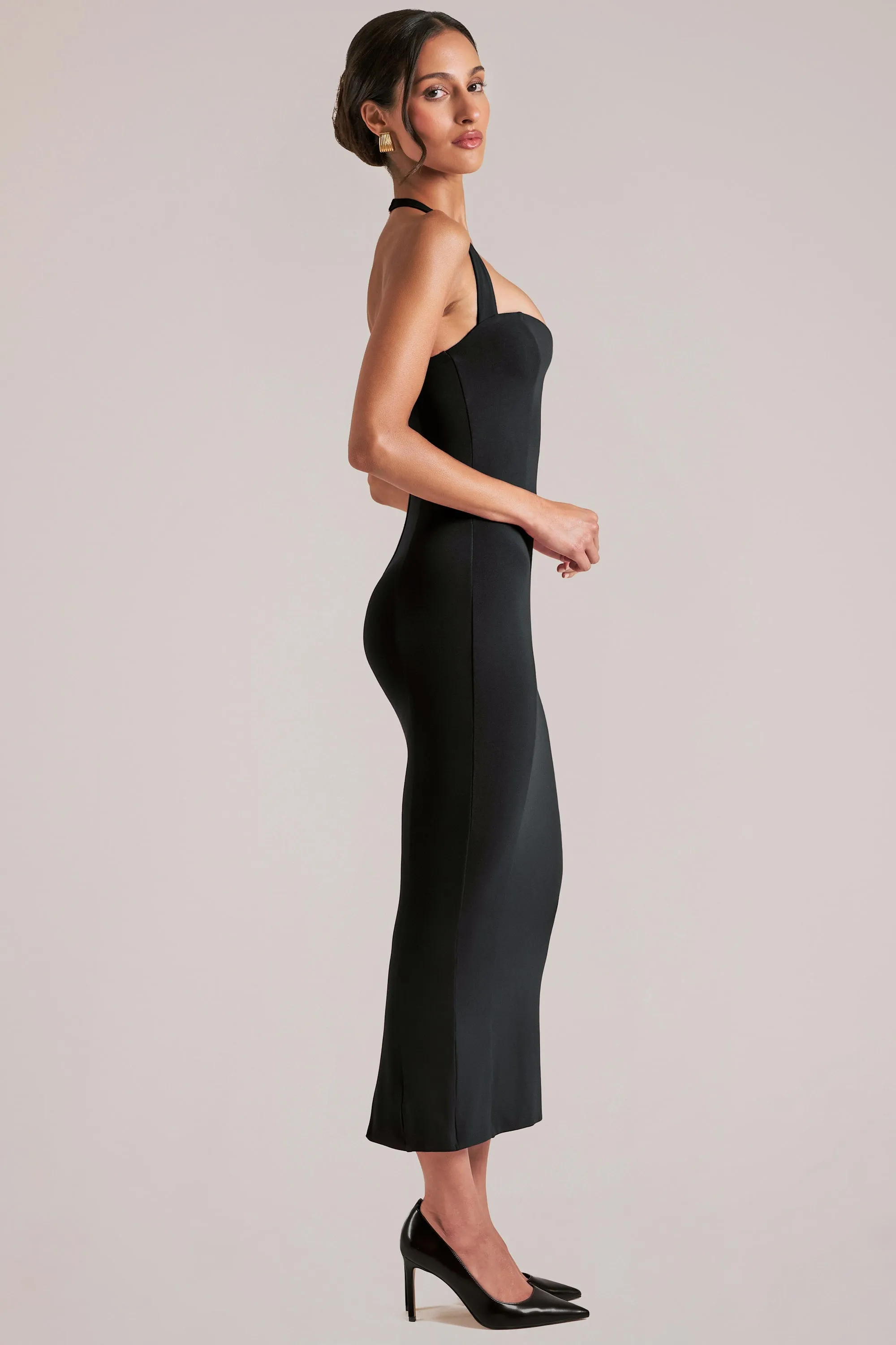 Halterneck Midaxi Dress in Black sold by Oh Polly product image thumbnail 3