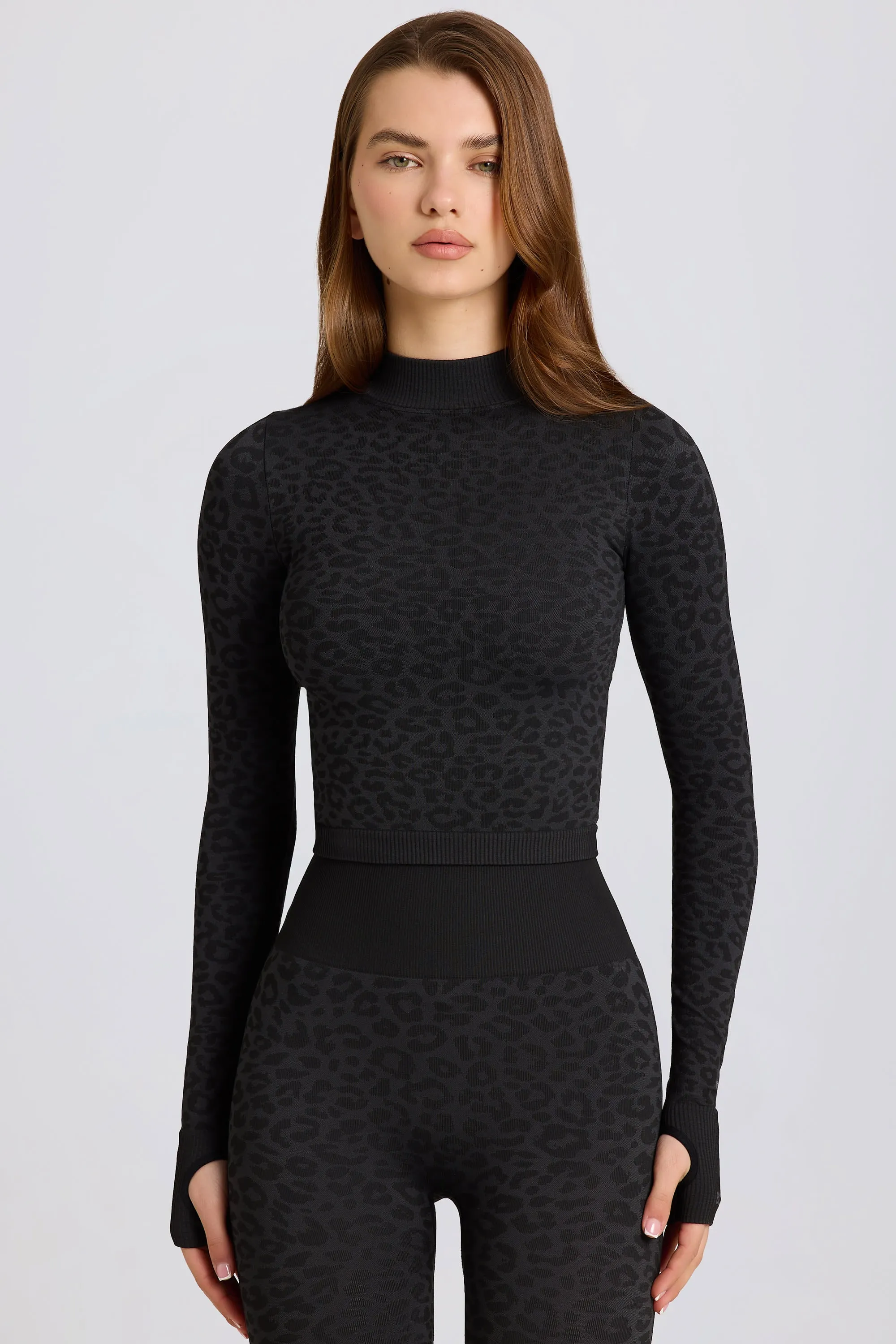 Thermal Long Sleeve Top in Black Leopard sold by Oh Polly