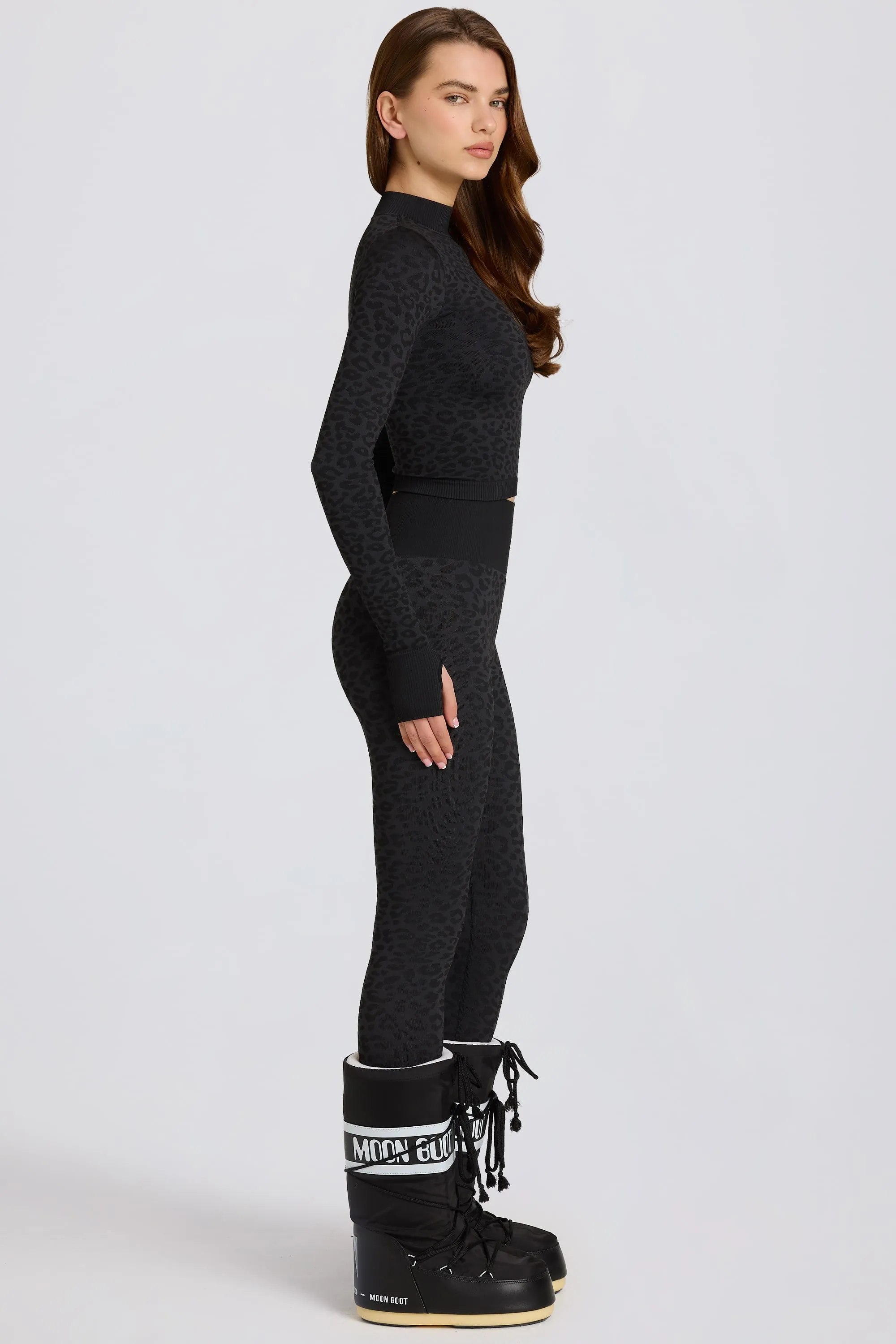 Thermal Base-Layer Leggings in Black Leopard sold by Oh Polly product image thumbnail 3