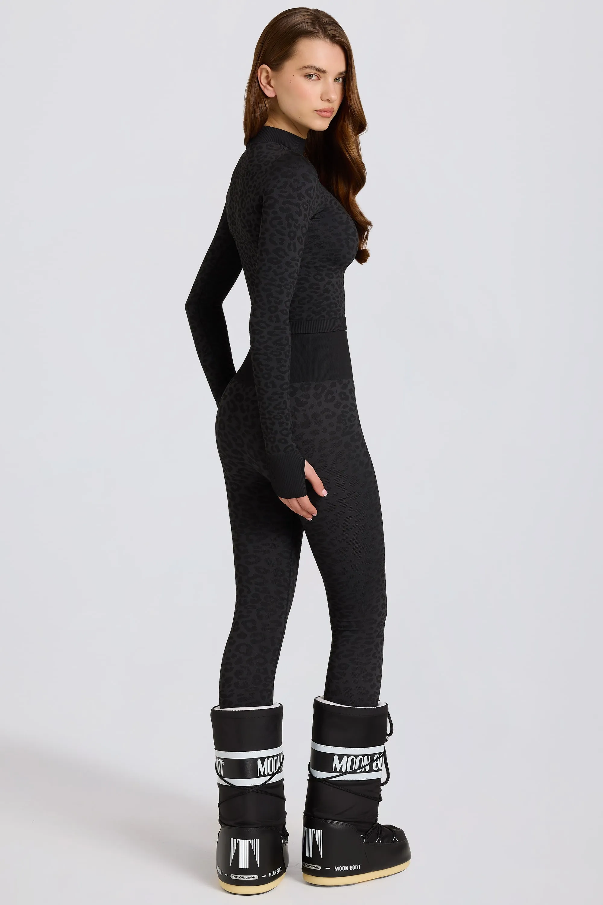 Thermal Base-Layer Leggings in Black Leopard sold by Oh Polly product image thumbnail 2