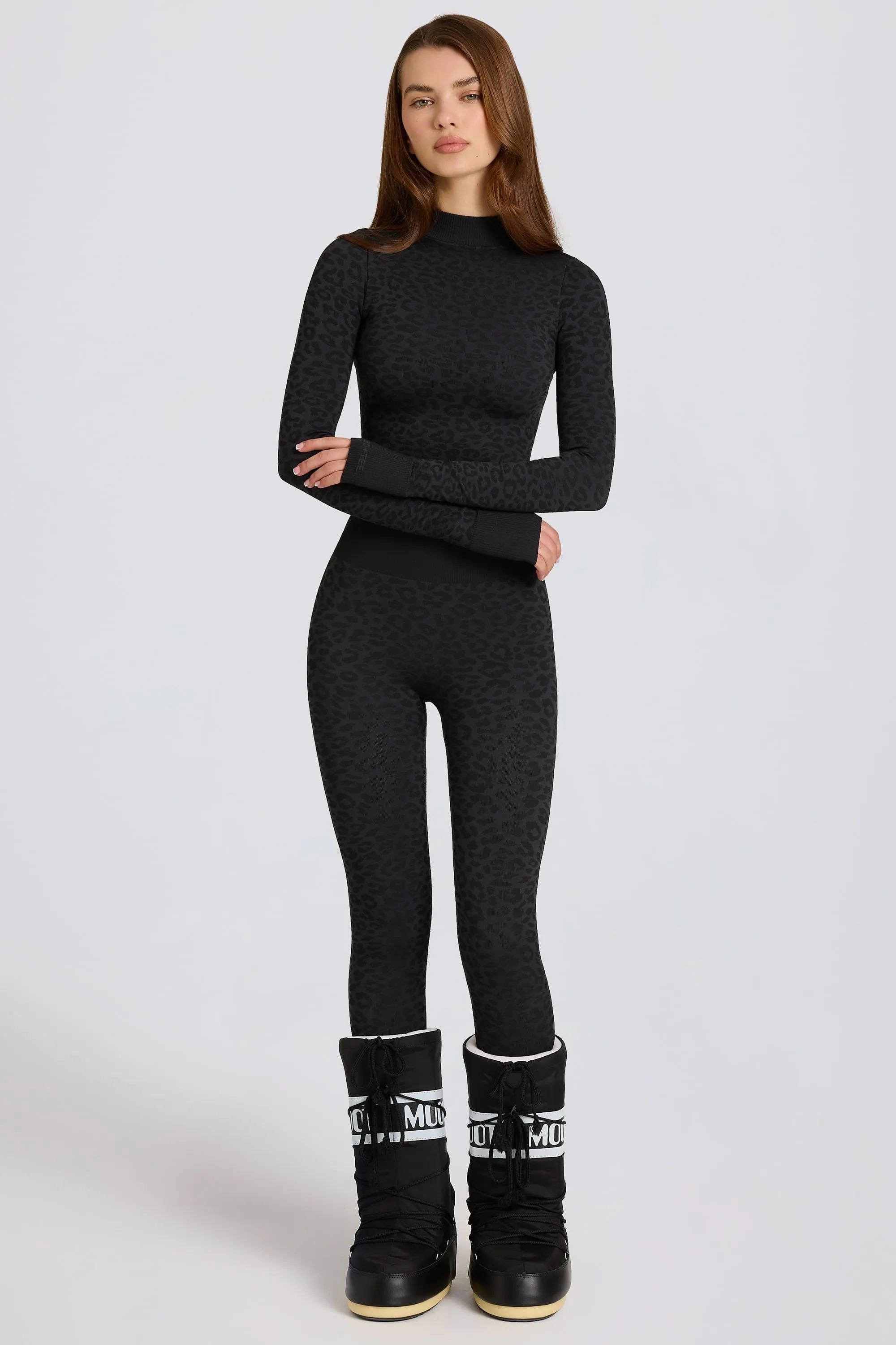 Thermal Base-Layer Leggings in Black Leopard sold by Oh Polly product image thumbnail 5