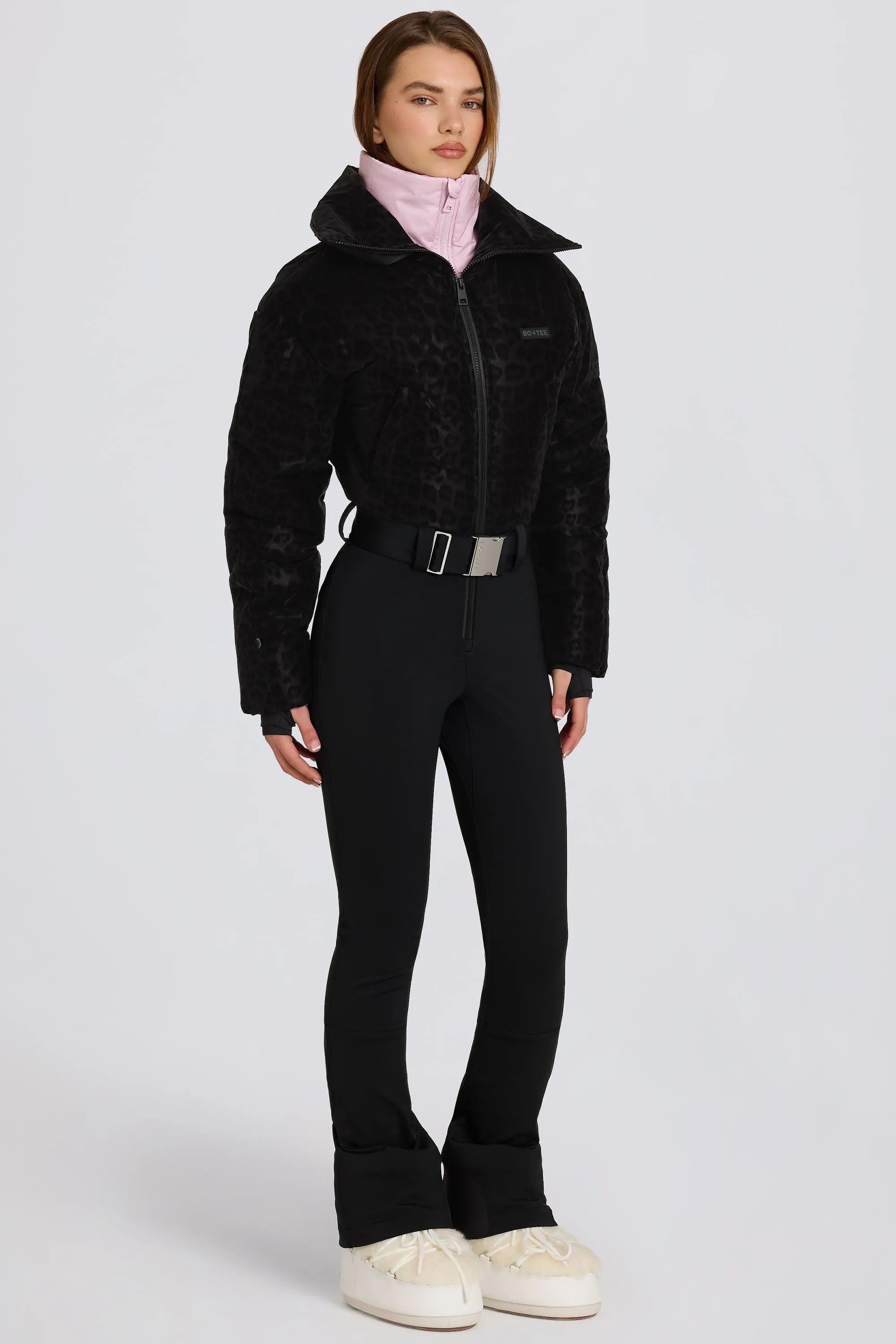 Waterproof Belted Layered Ski Suit in Black Leopard sold by Oh Polly product image thumbnail 5