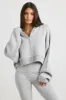 Cropped Zip Up Chunky Knit Hoodie in Heather Grey sold by Oh Polly