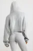 Cropped Zip Up Chunky Knit Hoodie in Heather Grey sold by Oh Polly