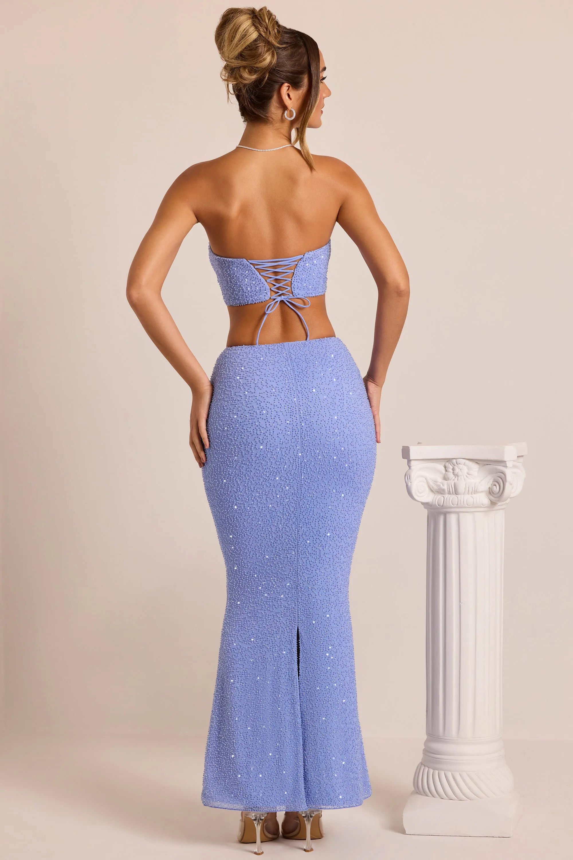 Embellished Mid-Rise Maxi Skirt in Powder Blue sold by Oh Polly product image thumbnail 2
