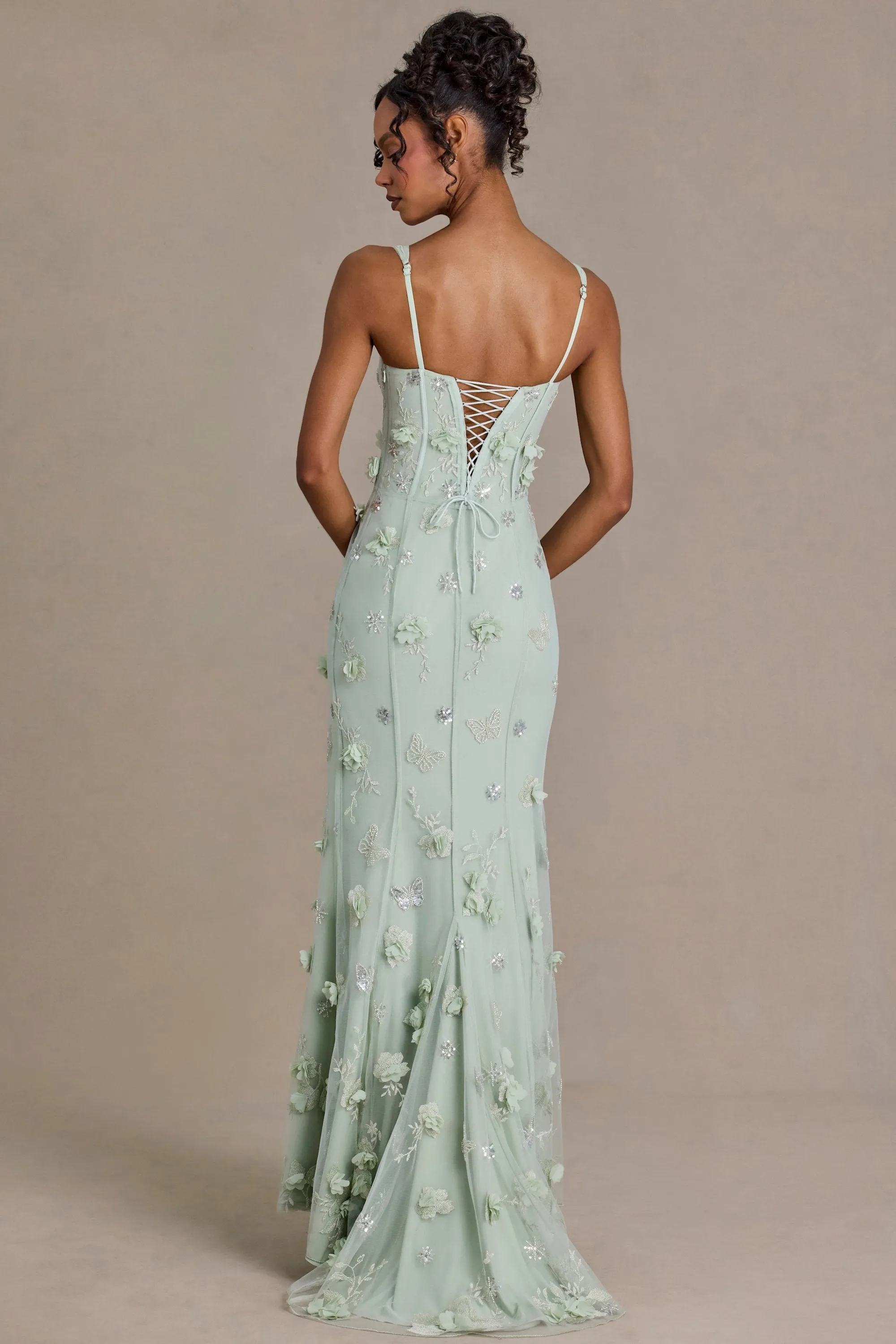 Premium Embellished Corset Gown in Sage Green sold by Oh Polly product image thumbnail 2