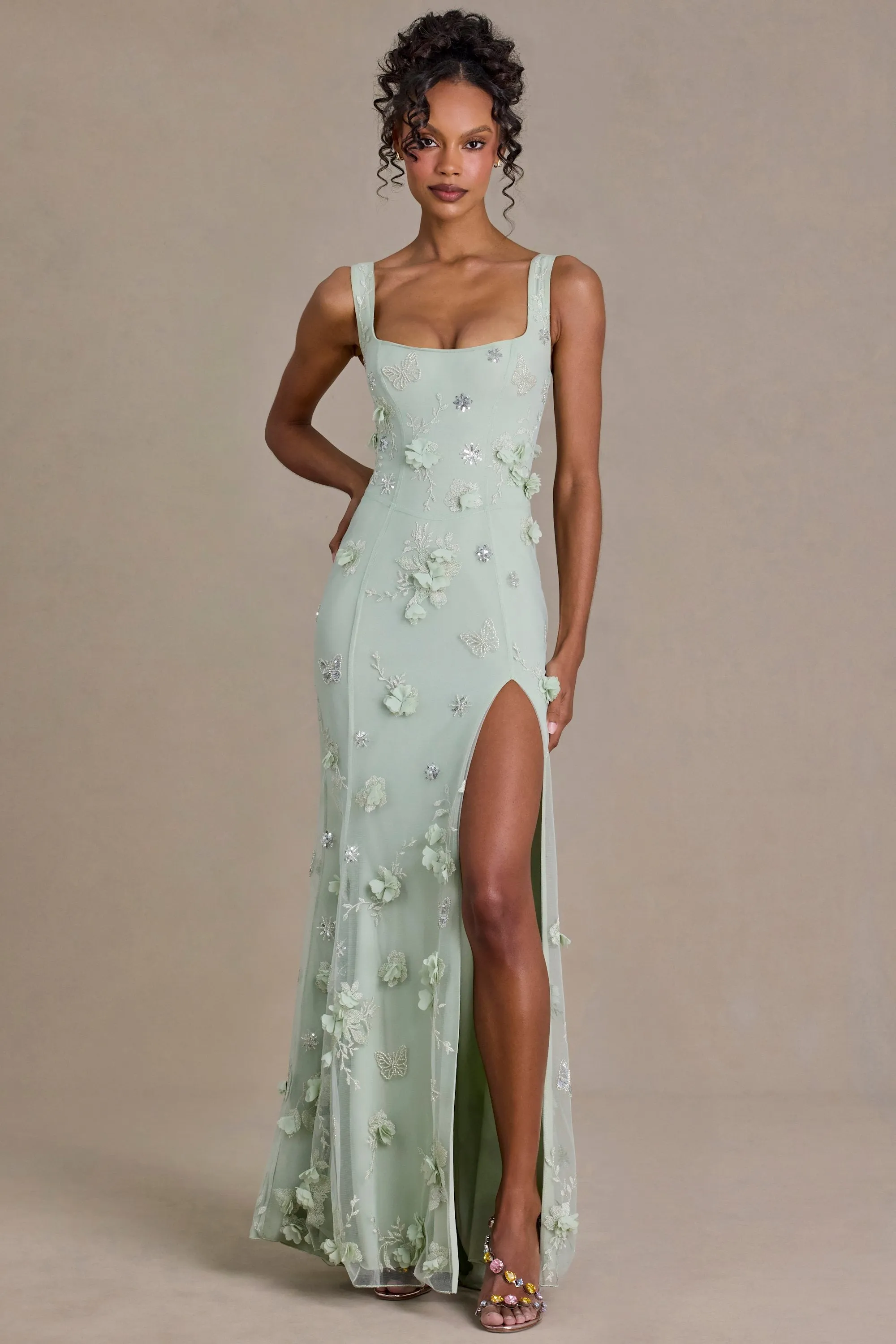 Premium Embellished Corset Gown in Sage Green sold by Oh Polly product image thumbnail 4