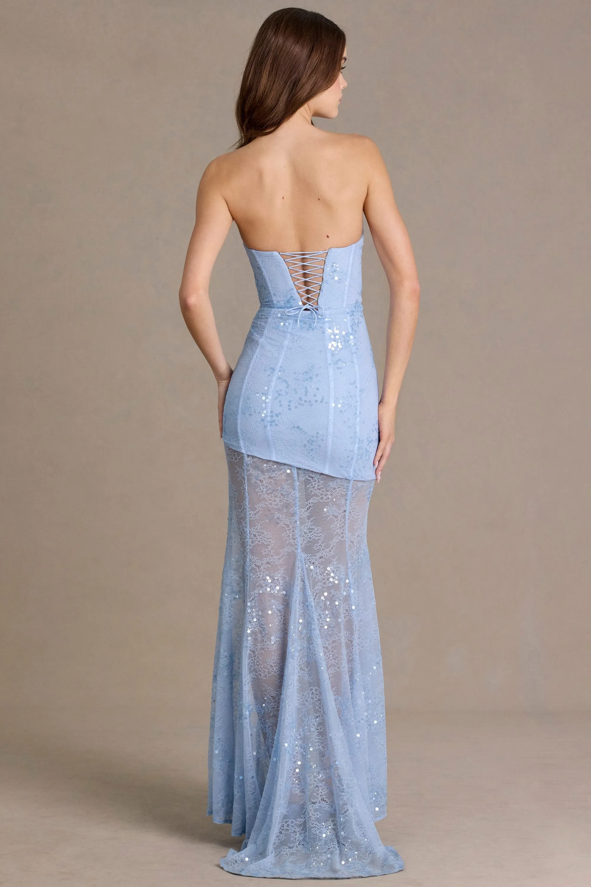 Embellished Lace Corset Gown in Sky Blue sold by Oh Polly product image thumbnail 4