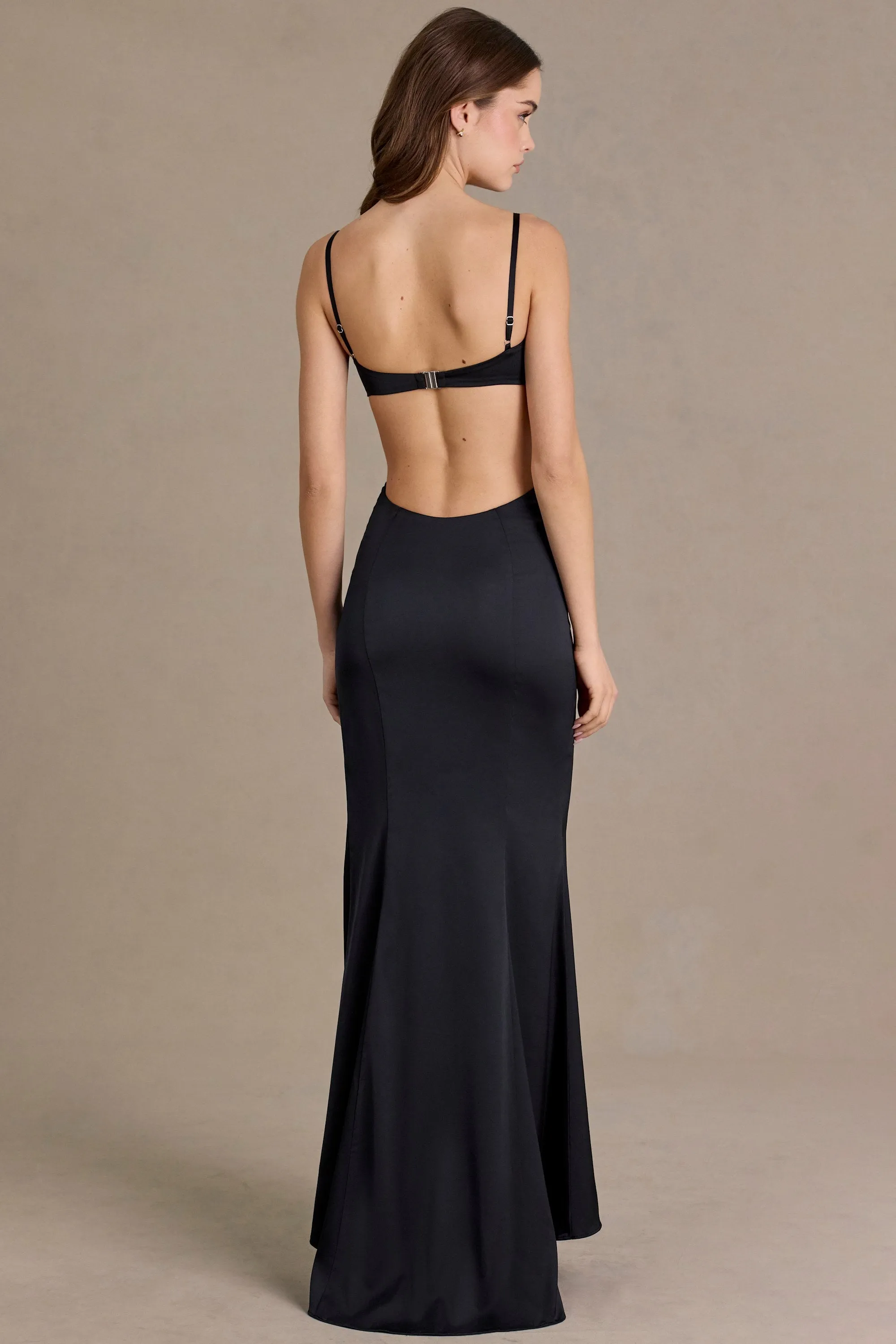 Premium Satin Embellished Bralette Gown in Black sold by Oh Polly product image thumbnail 5