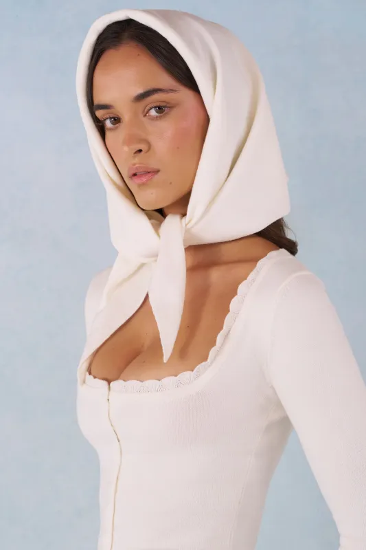 Knit Headscarf in Ivory made by Oh Polly