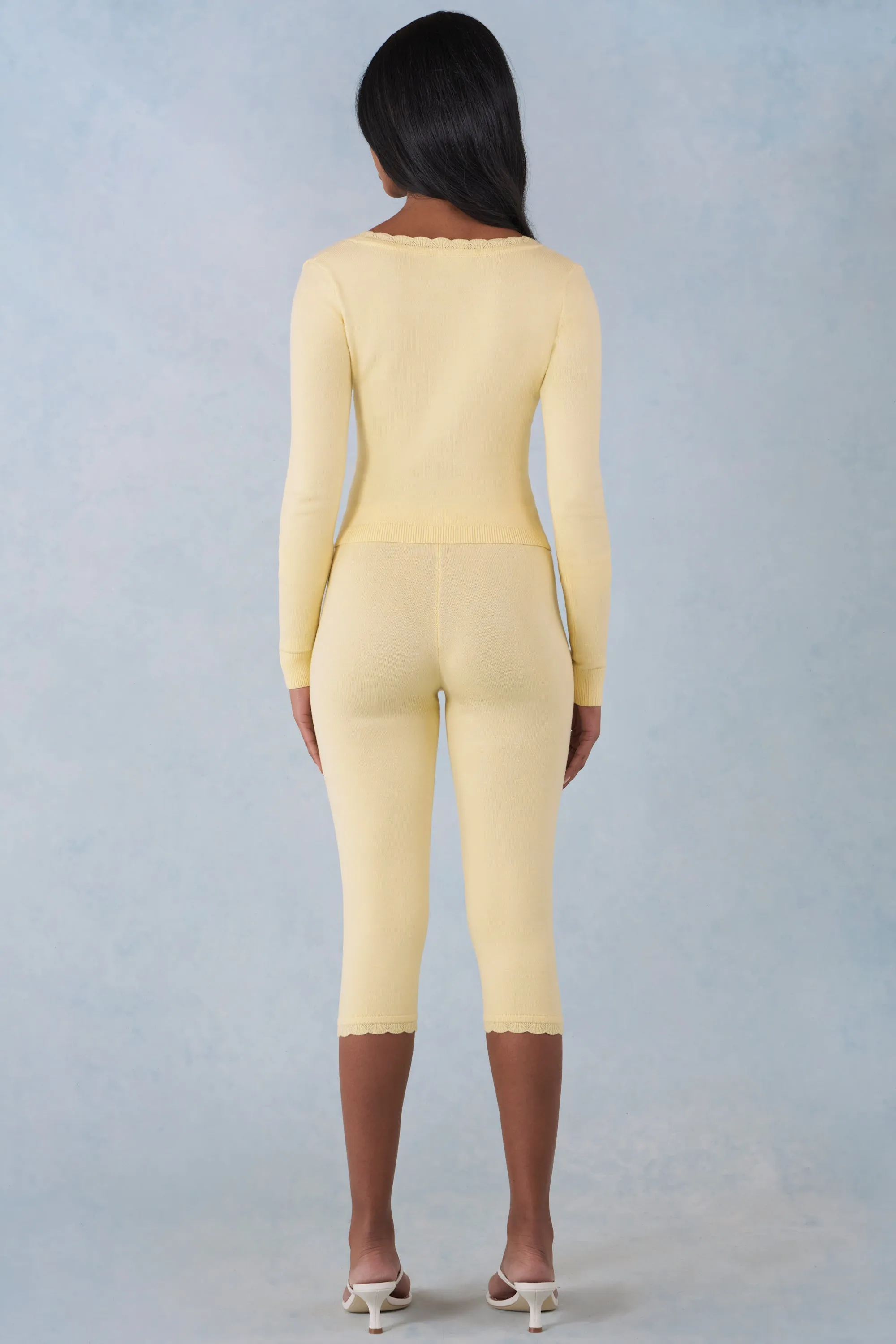 Knit Mid-Rise Capri Trousers in Butter Yellow sold by Oh Polly product image thumbnail 3