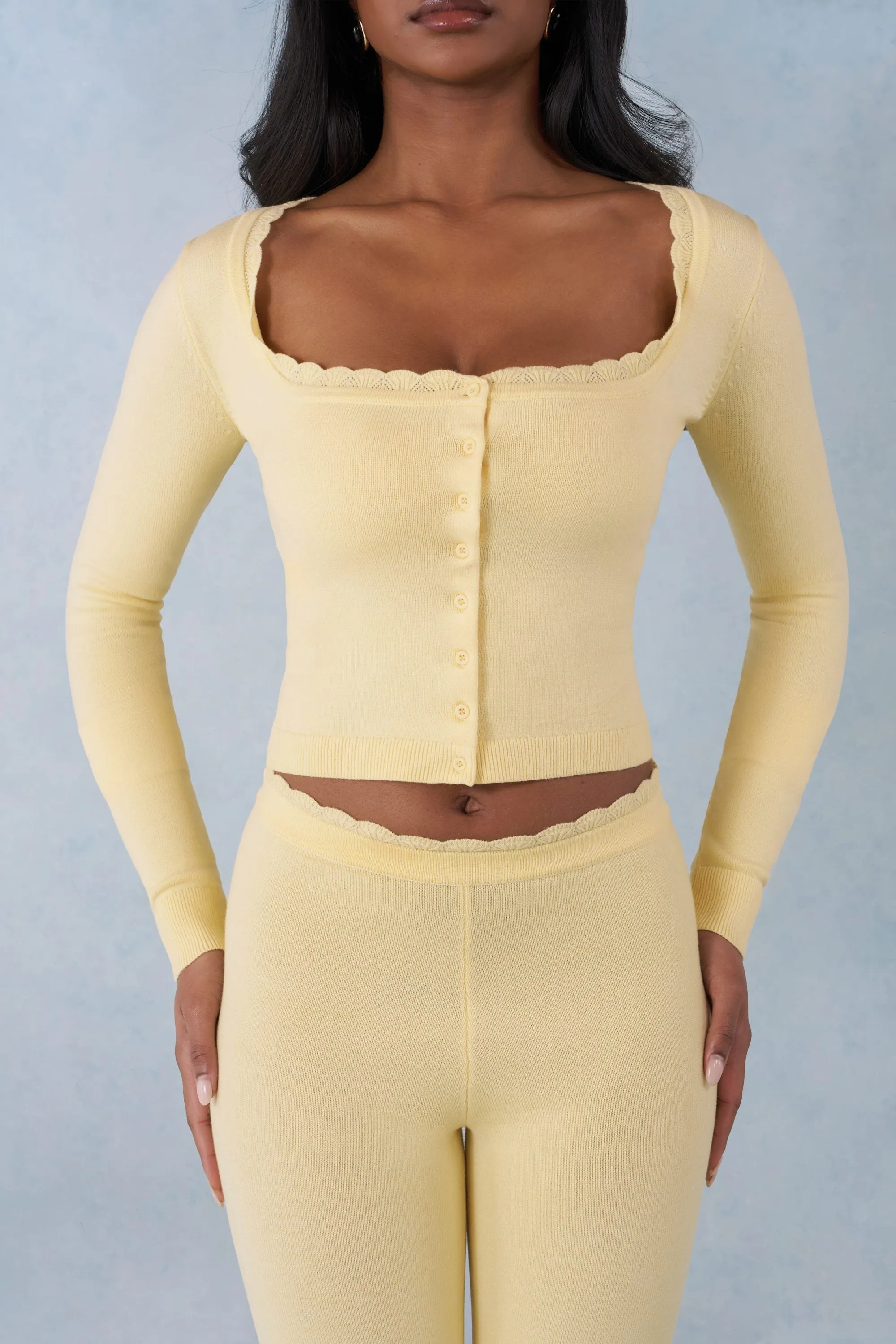 Knit Long-Sleeve Cardigan in Butter Yellow sold by Oh Polly product image thumbnail 2