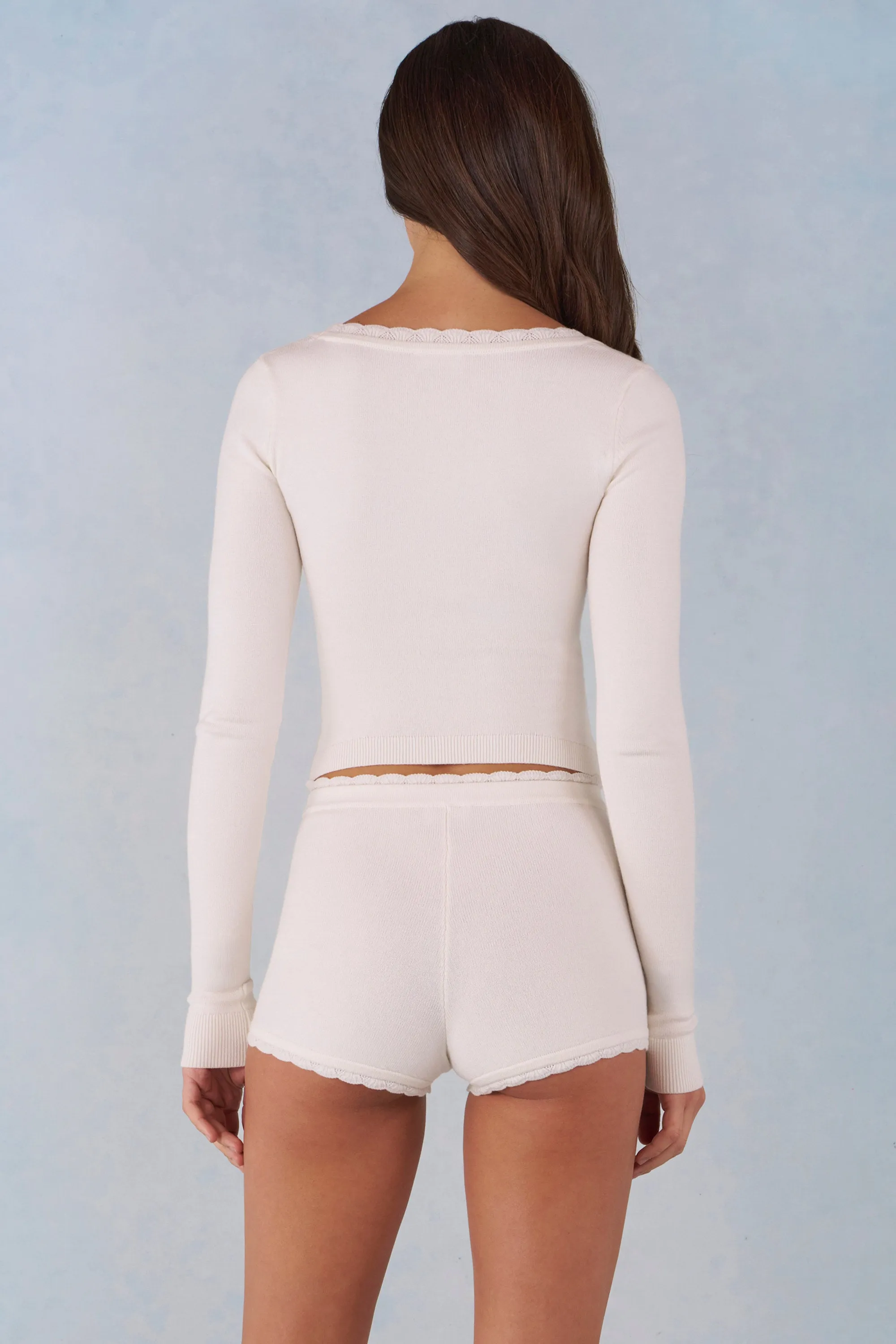 Knit Long-Sleeve Cardigan in Ivory sold by Oh Polly product image thumbnail 3